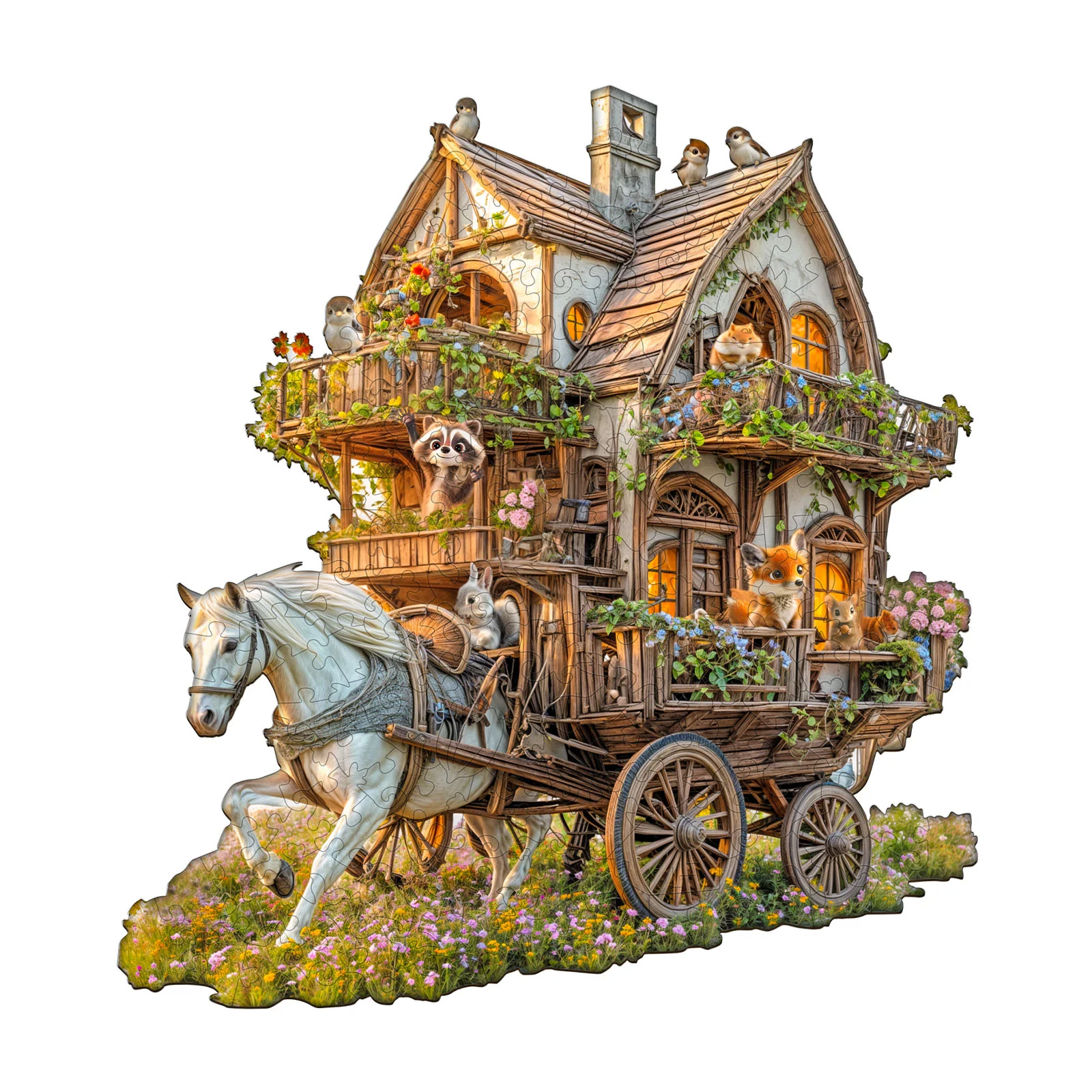 Animal carriage Wooden Jigsaw Puzzle