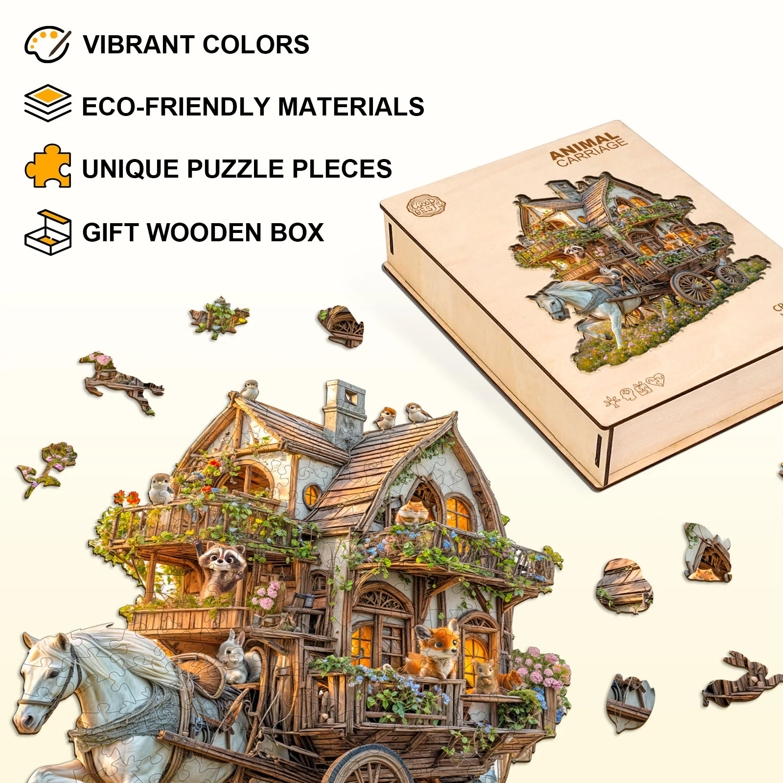 Animal carriage Wooden Jigsaw Puzzle - Image 3