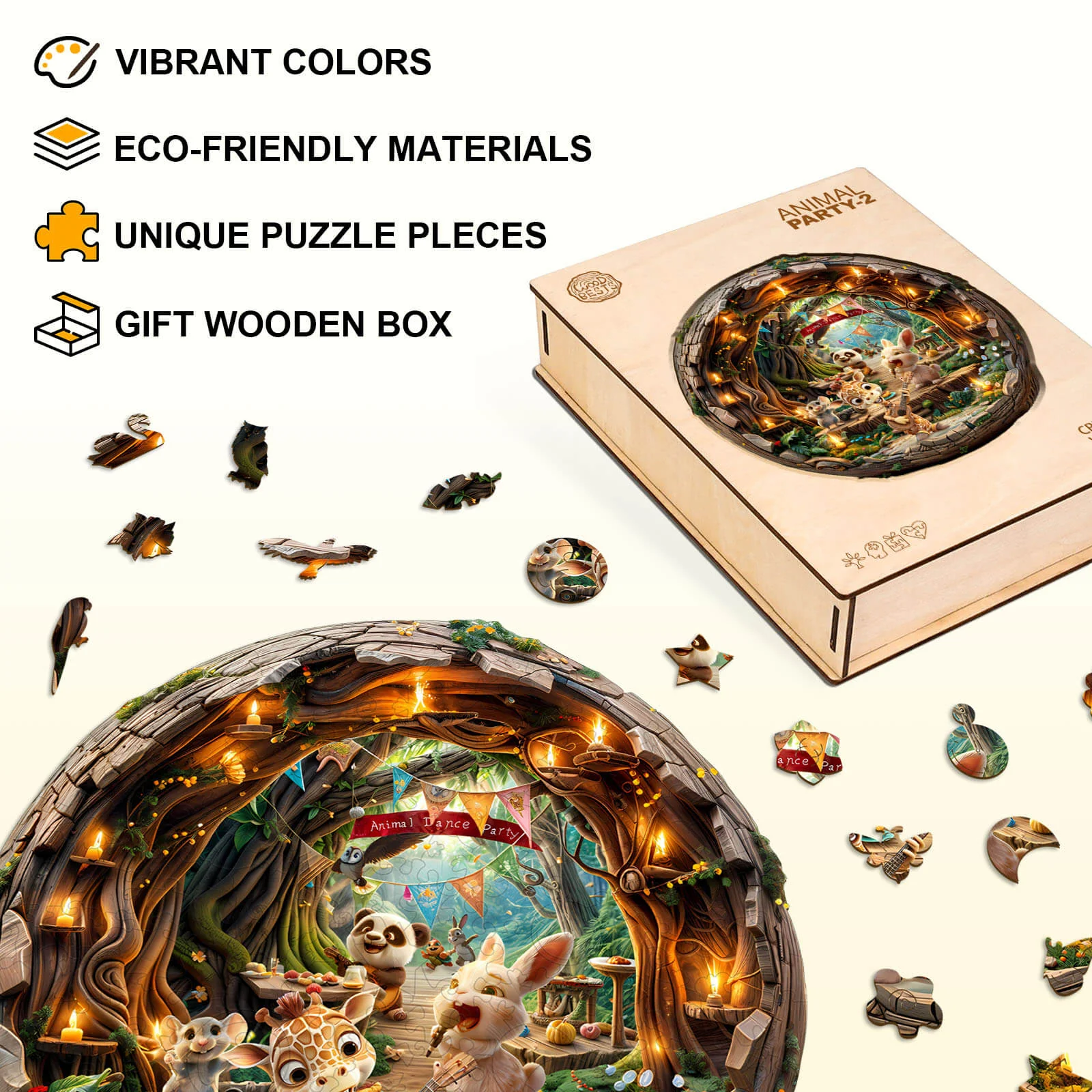 Animal party-2 Wooden Jigsaw Puzzle - Image 5