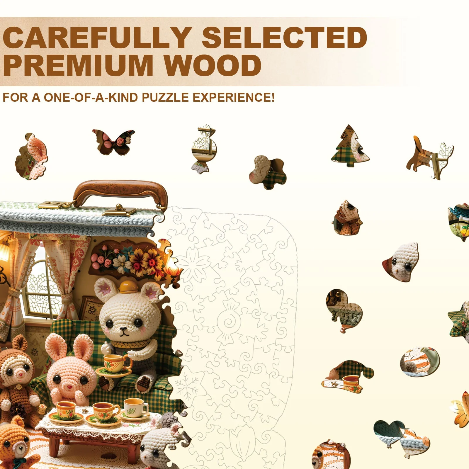 Animal Tea Party Wooden Jigsaw Puzzle - Image 2