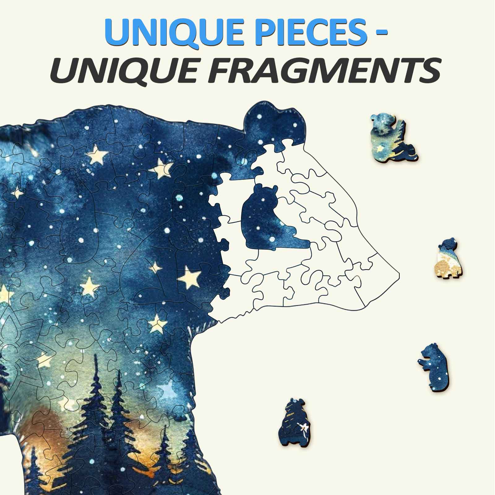 Astral Bear Wooden Jigsaw Puzzle - Image 3