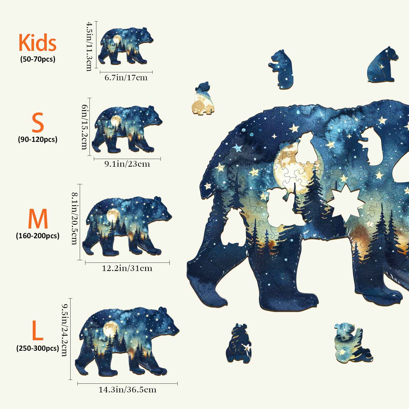 Astral Bear Wooden Jigsaw Puzzle - Image 4