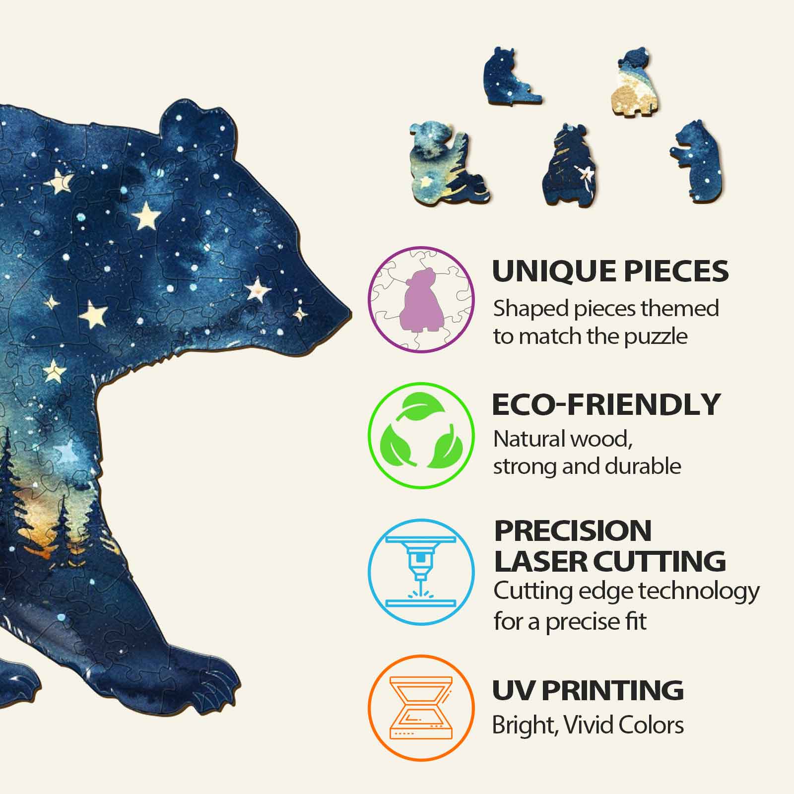 Astral Bear Wooden Jigsaw Puzzle - Image 5