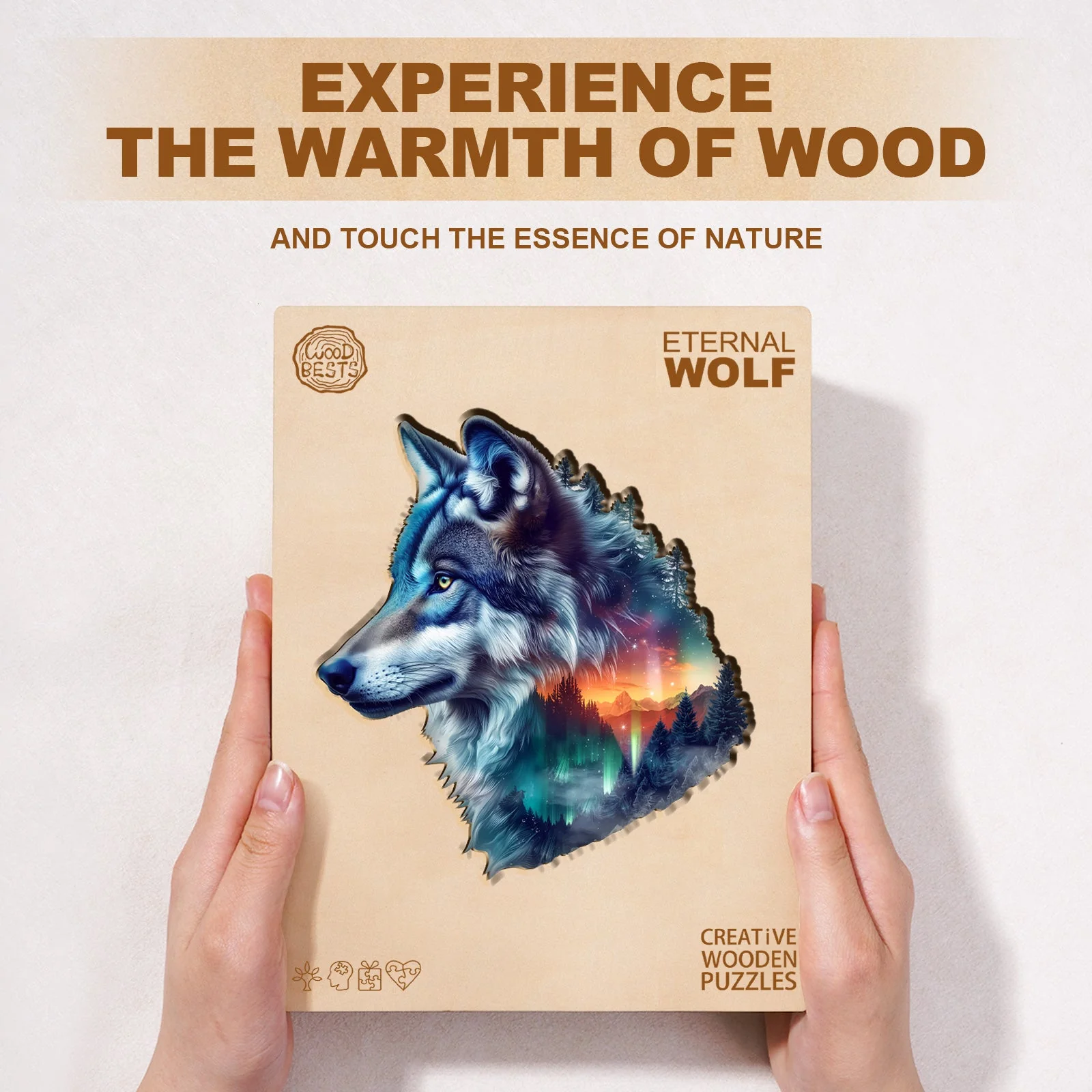 Aurora Wolf Wooden Jigsaw Puzzle - Image 5
