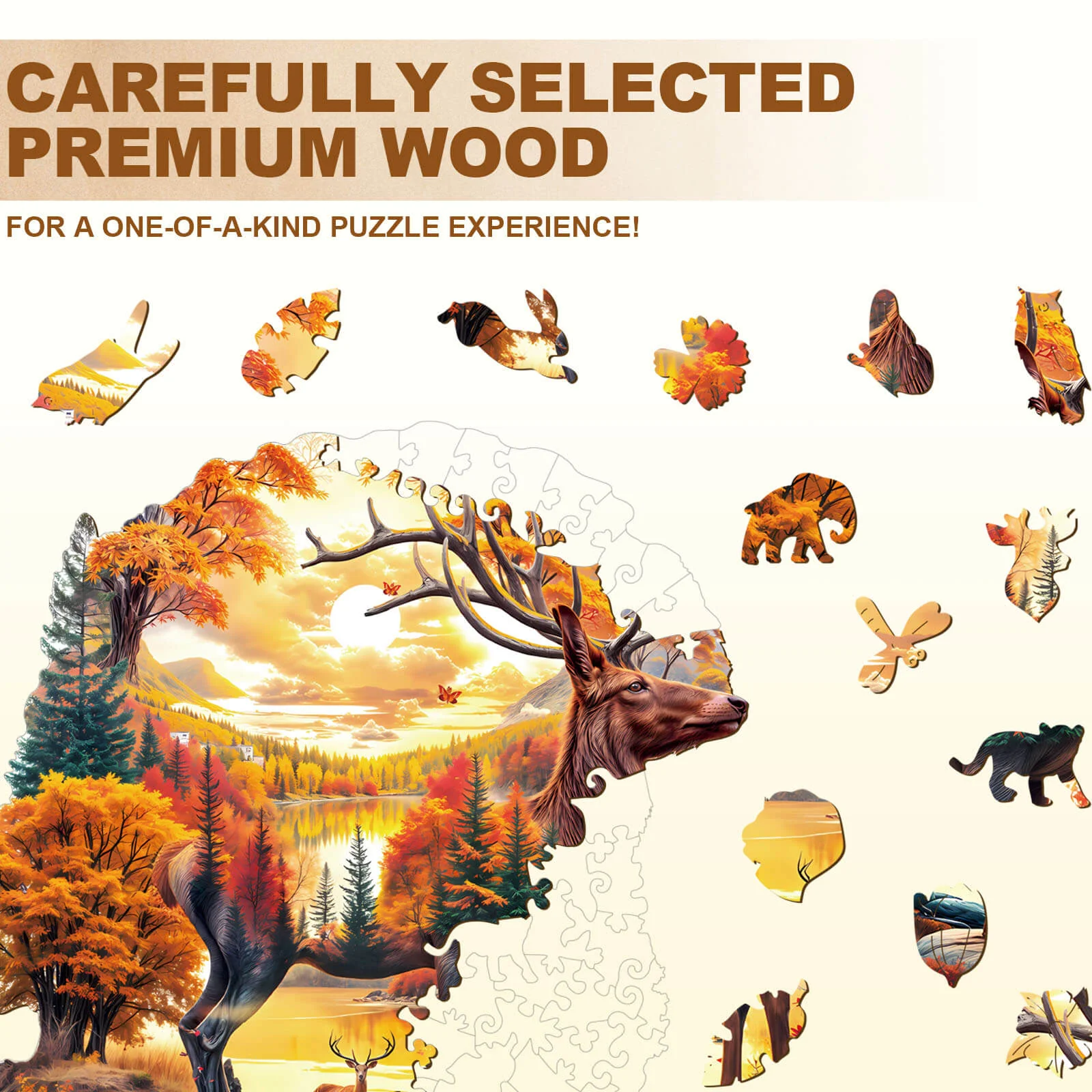 Autumn Deer Wooden Jigsaw Puzzle - Image 2