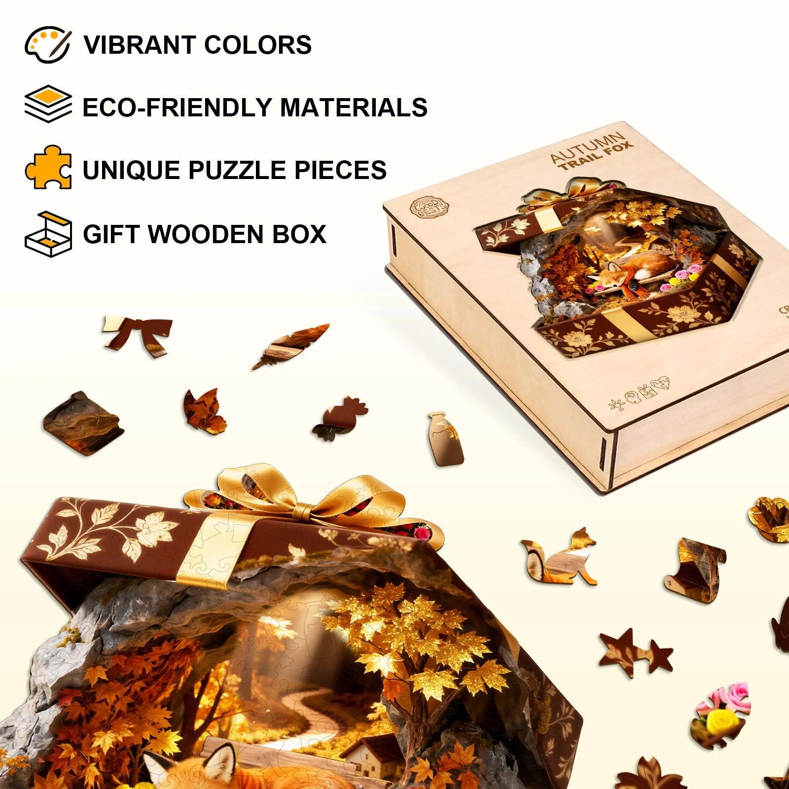 Autumn Trail Fox Wooden Jigsaw Puzzle - Image 5