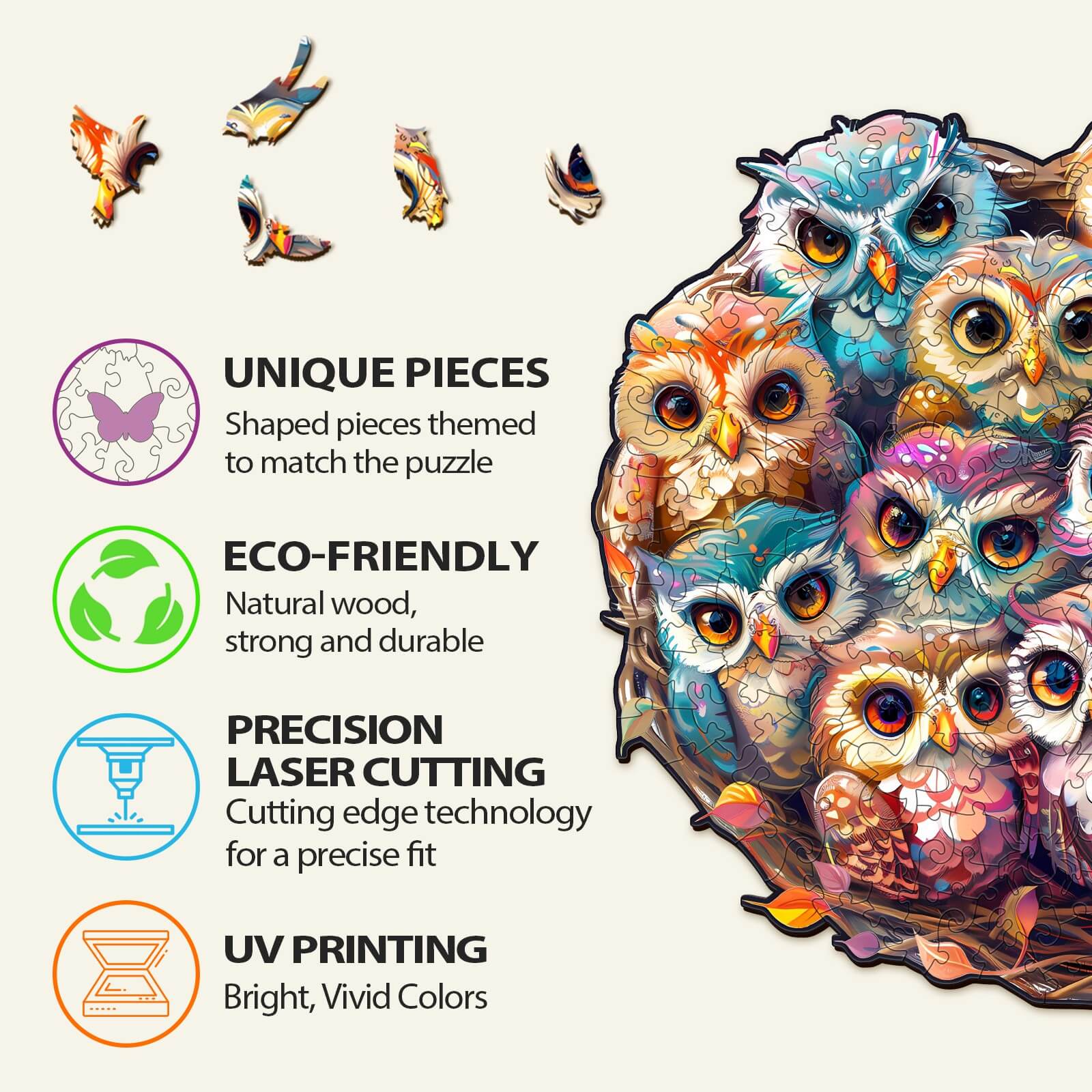 Baby Owls Wooden Jigsaw Puzzle - Image 5
