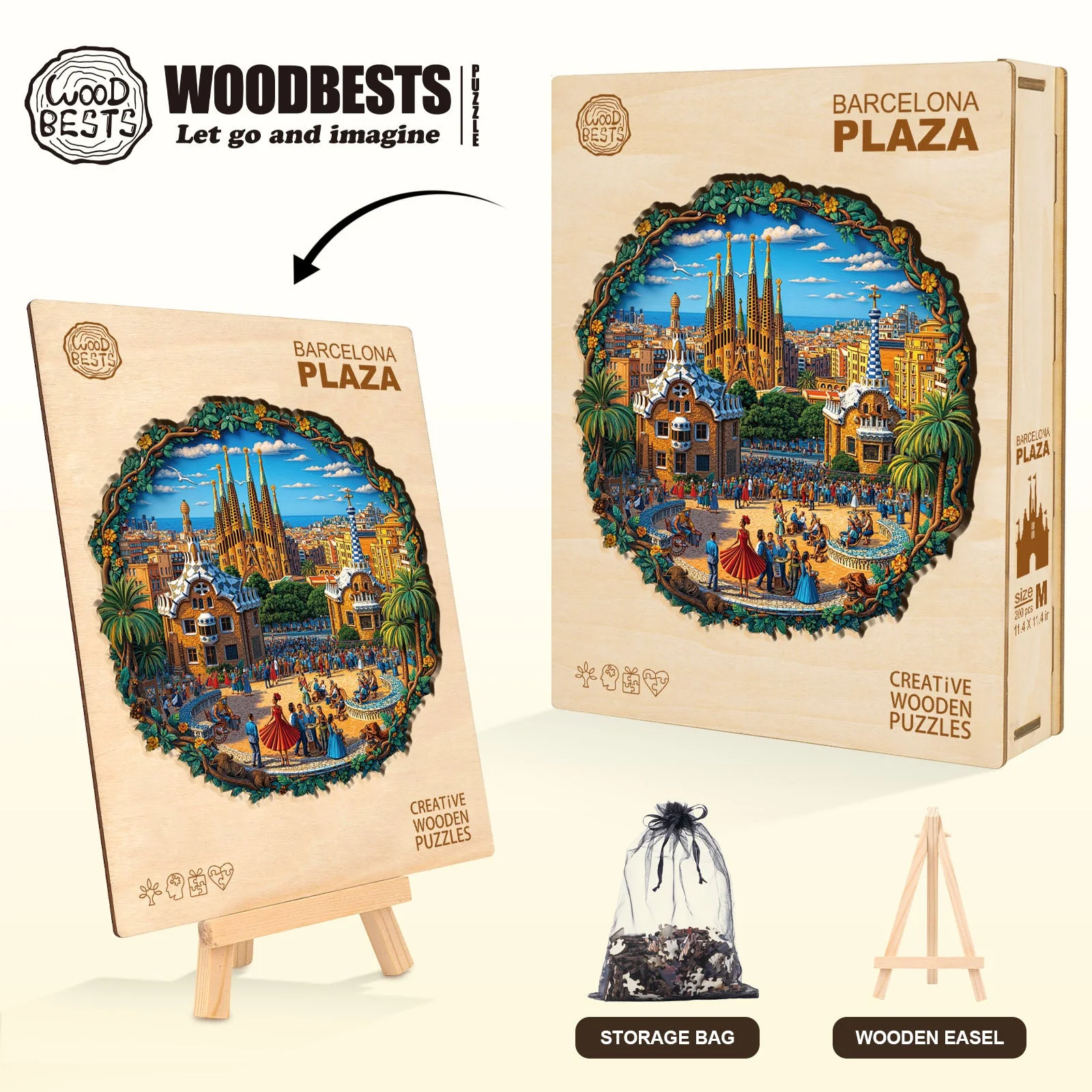 Barcelona Plaza Wooden Jigsaw Puzzle - Image 6