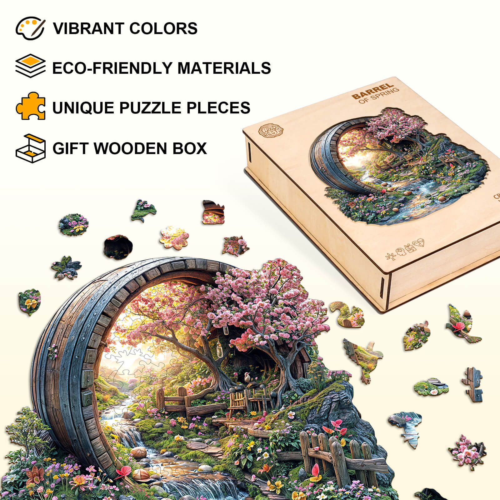 Barrel of Spring Wooden Jigsaw Puzzle - Image 4