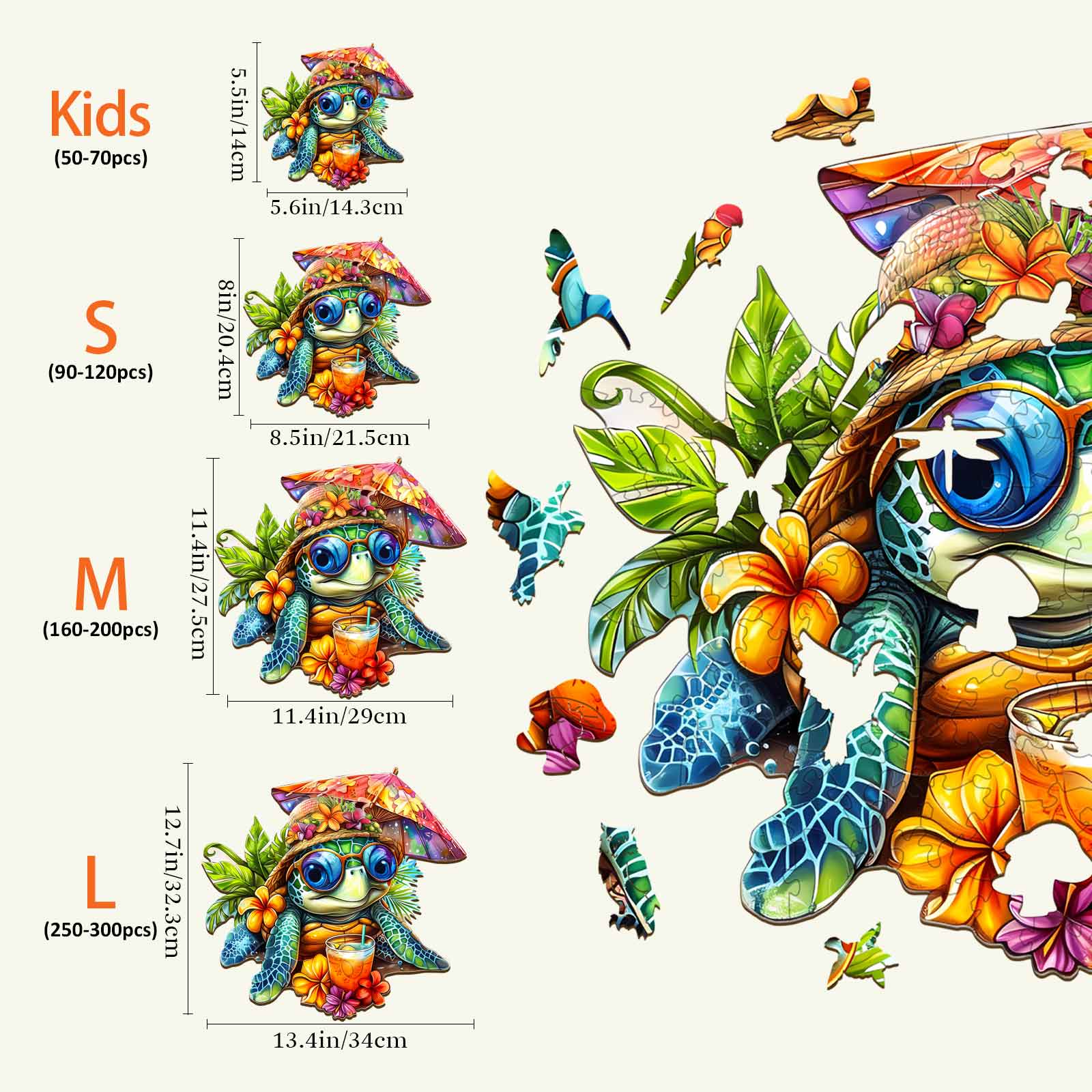 Beach Turtle Wooden Jigsaw Puzzle - Image 4