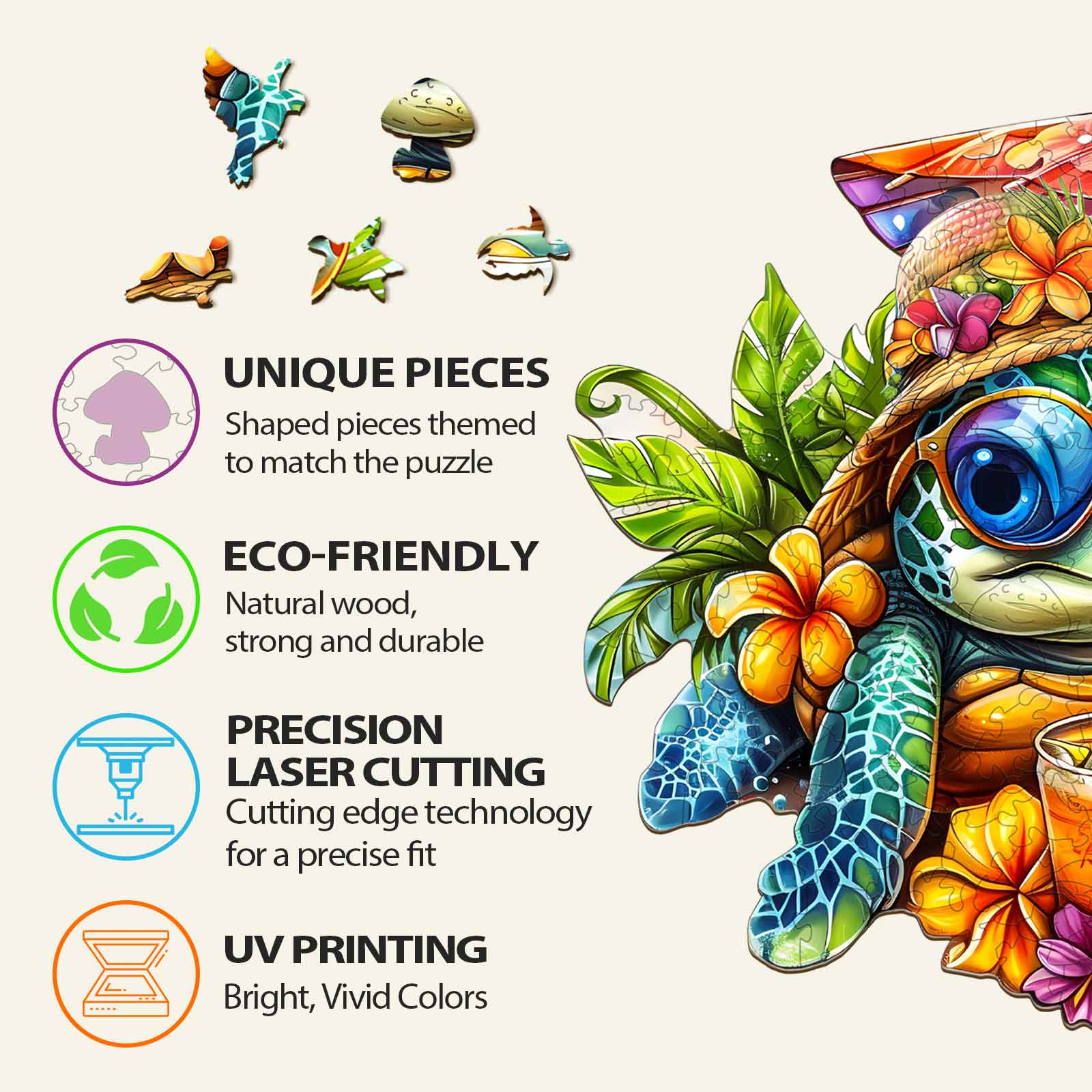 Beach Turtle Wooden Jigsaw Puzzle - Image 5
