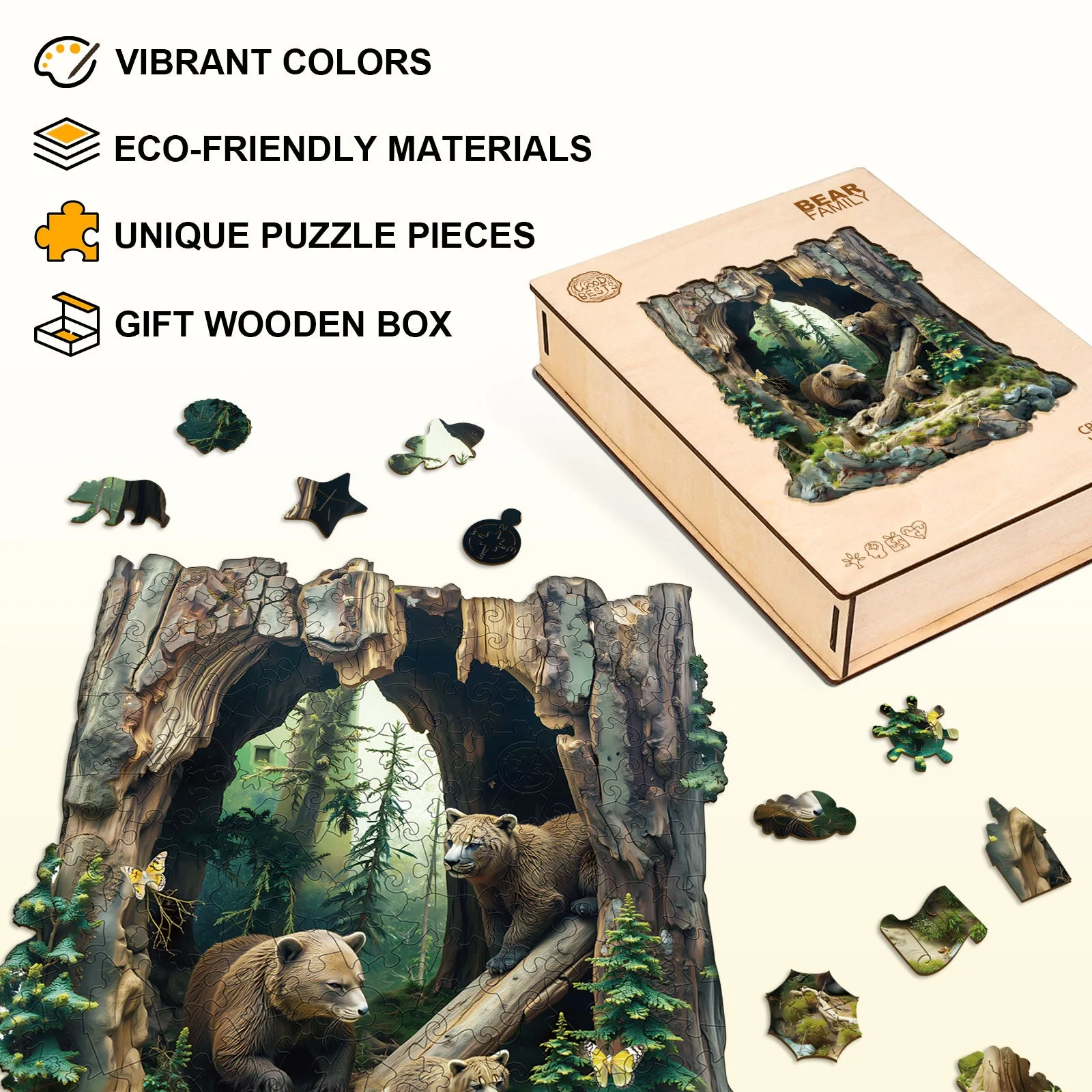 Bear Family Wooden Jigsaw Puzzle - Image 6