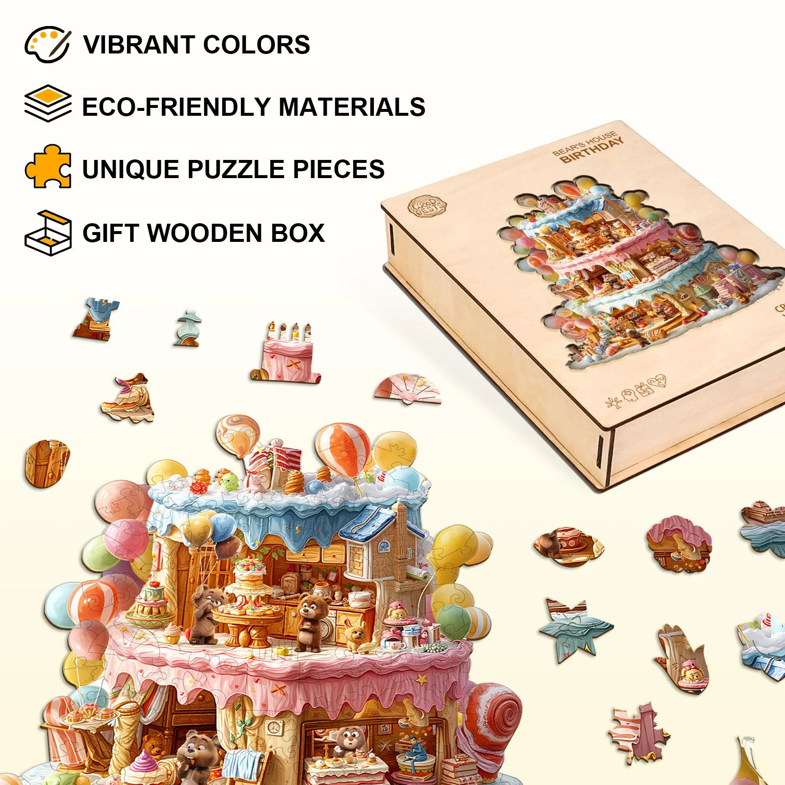 Bear's House - Birthday Wooden Jigsaw Puzzle - Image 4
