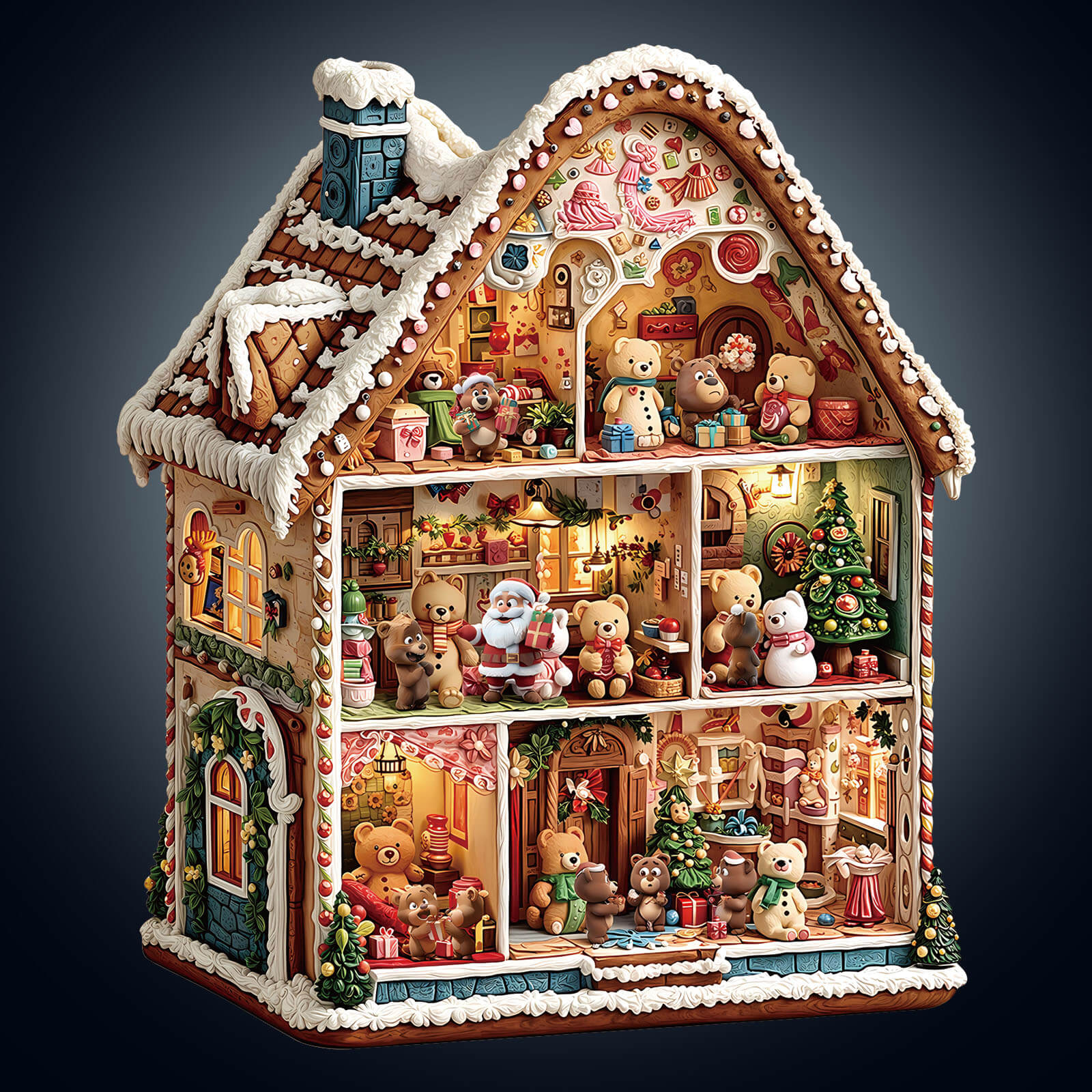 Bear's House - Christmas Wooden Jigsaw Puzzle - Image 2
