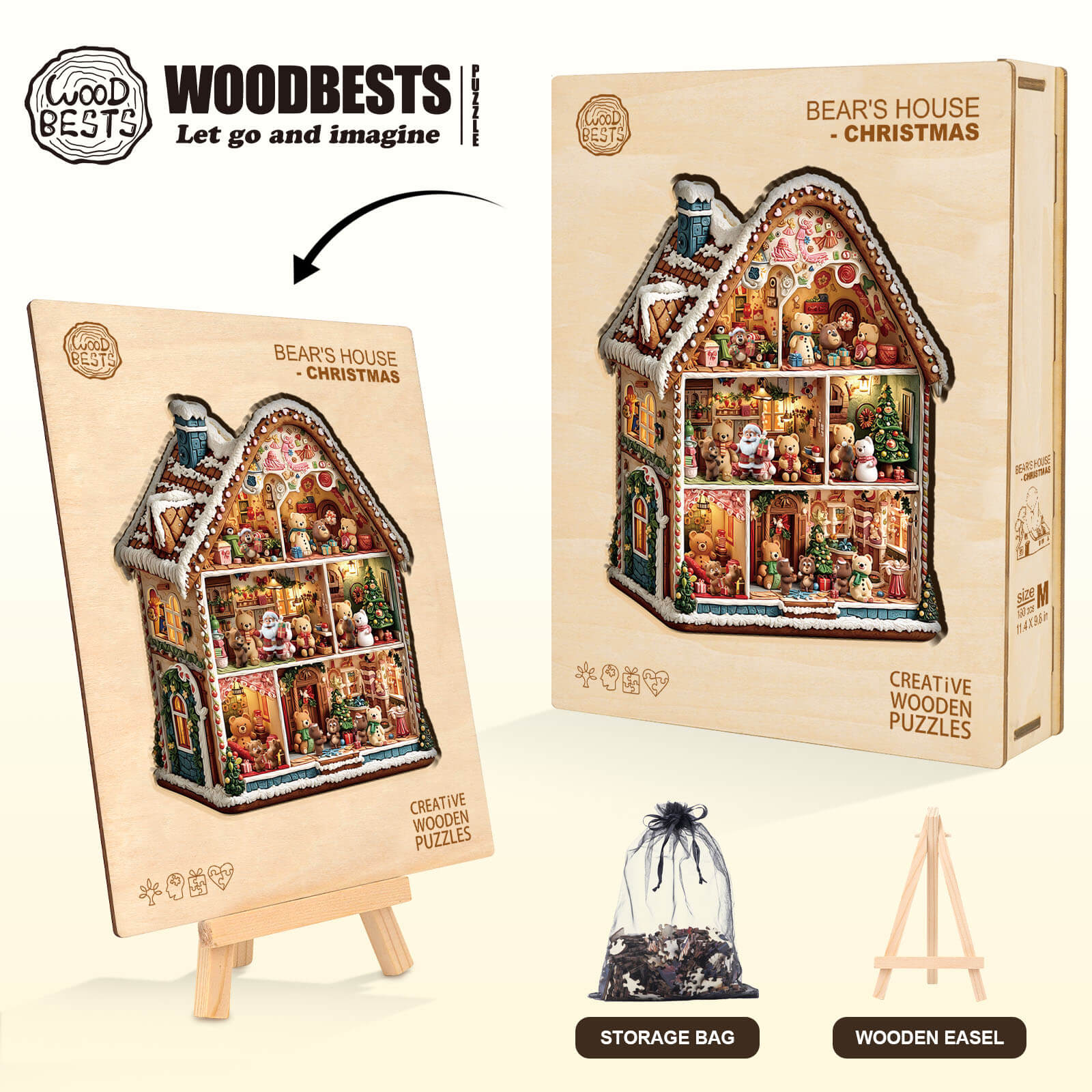 Bear's House - Christmas Wooden Jigsaw Puzzle - Image 7
