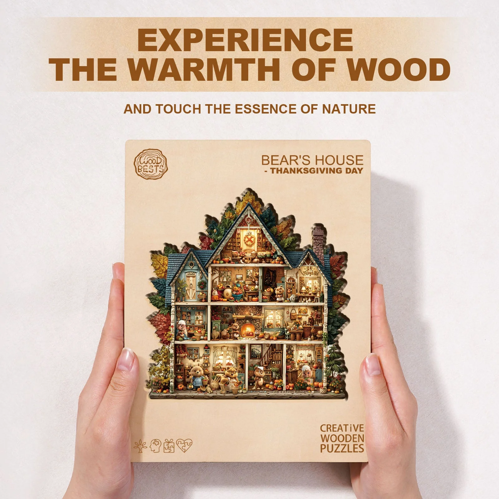 Bear's House - Thanksgiving Day Wooden Jigsaw Puzzle - Image 4