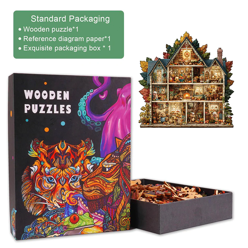 Bear's House - Thanksgiving Day Wooden Jigsaw Puzzle - Image 5