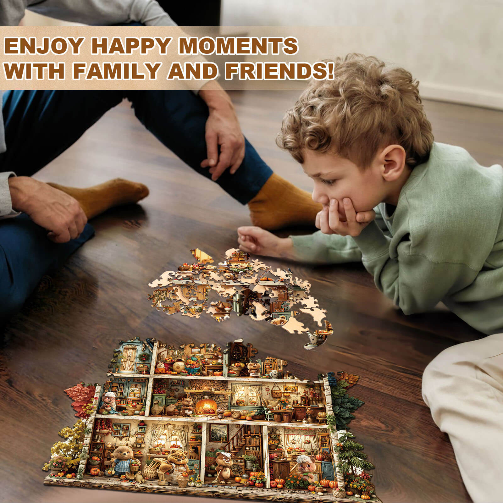 Bear's House - Thanksgiving Day Wooden Jigsaw Puzzle - Image 8