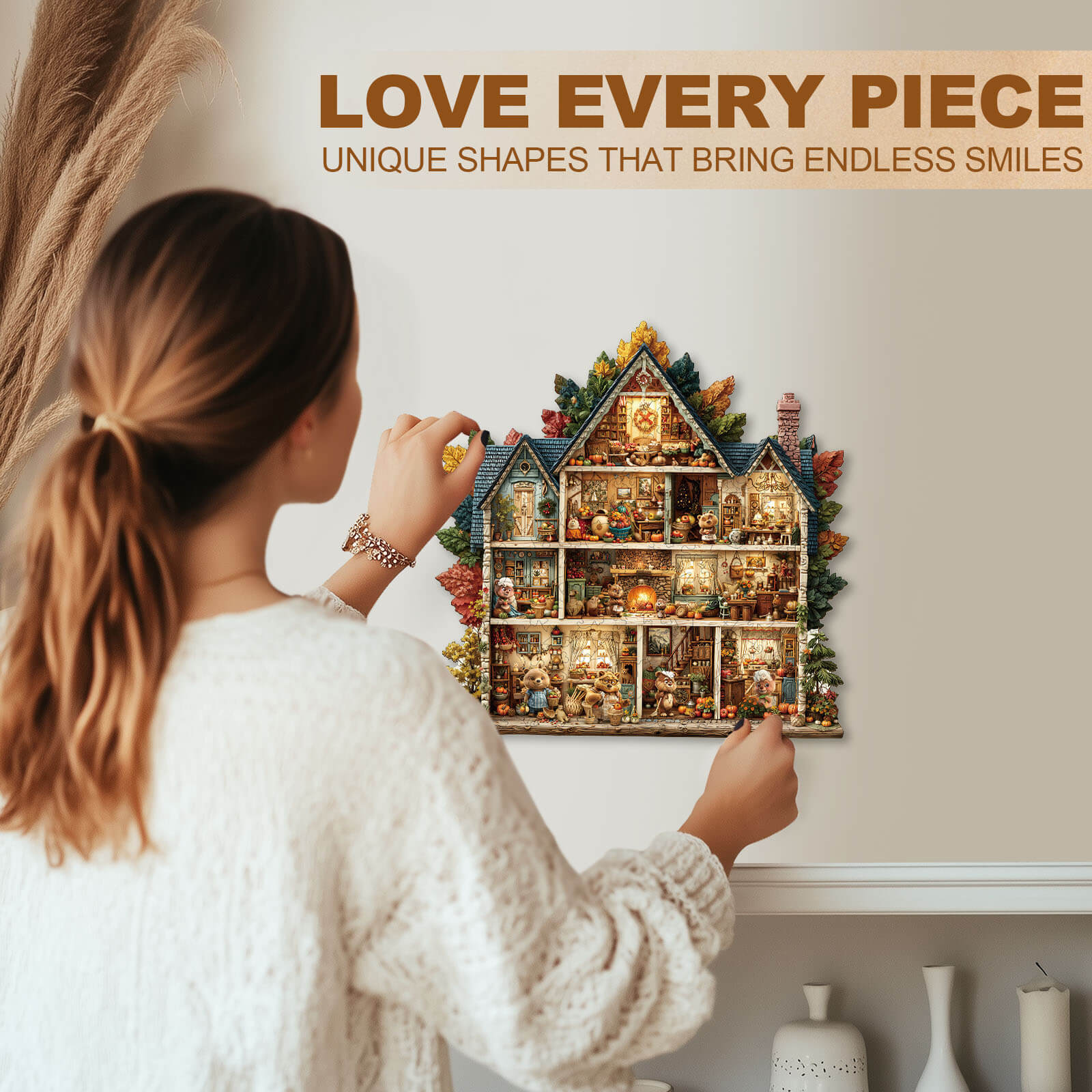Bear's House - Thanksgiving Day Wooden Jigsaw Puzzle - Image 9