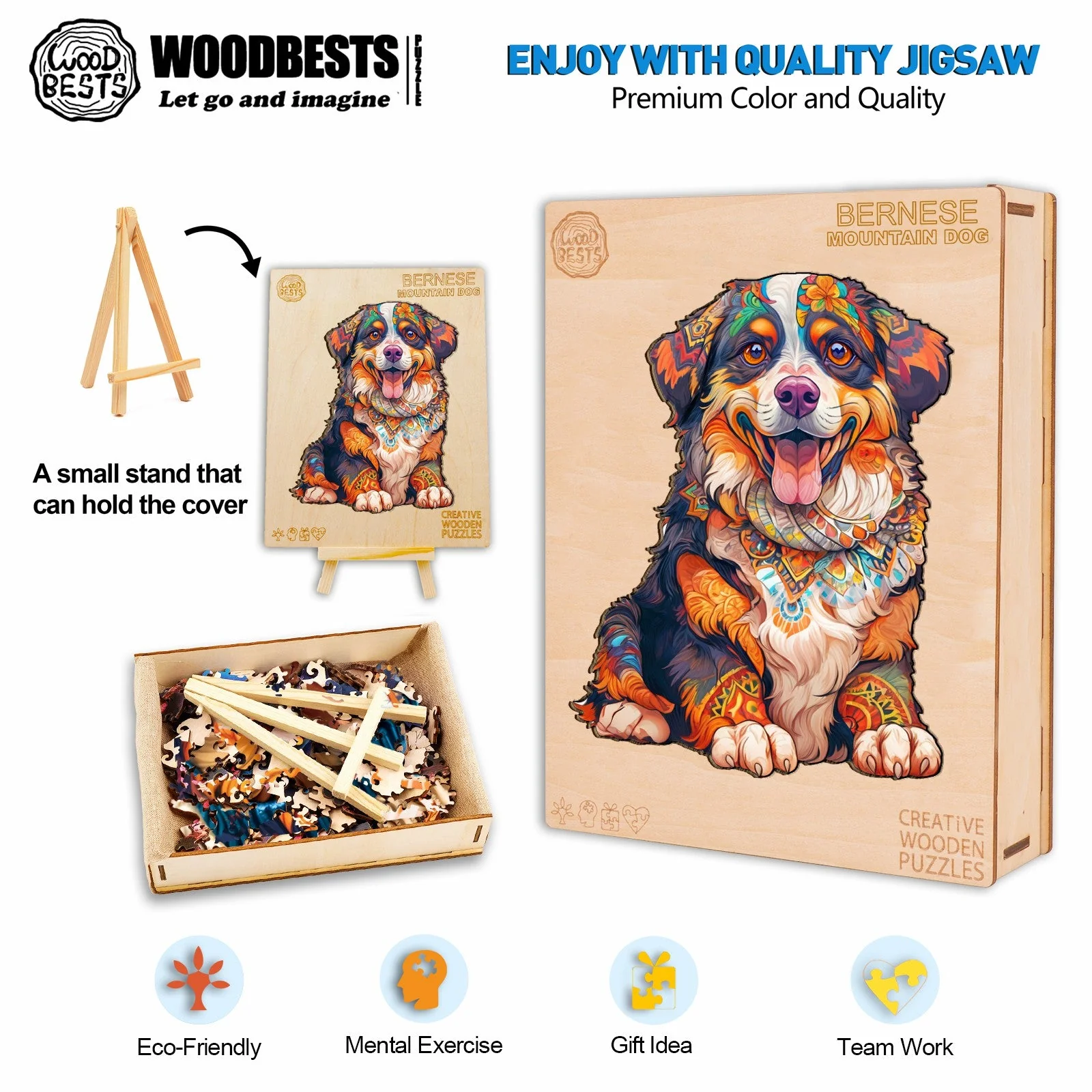 Bernese Mountain Dog Wooden Jigsaw Puzzle - Image 5