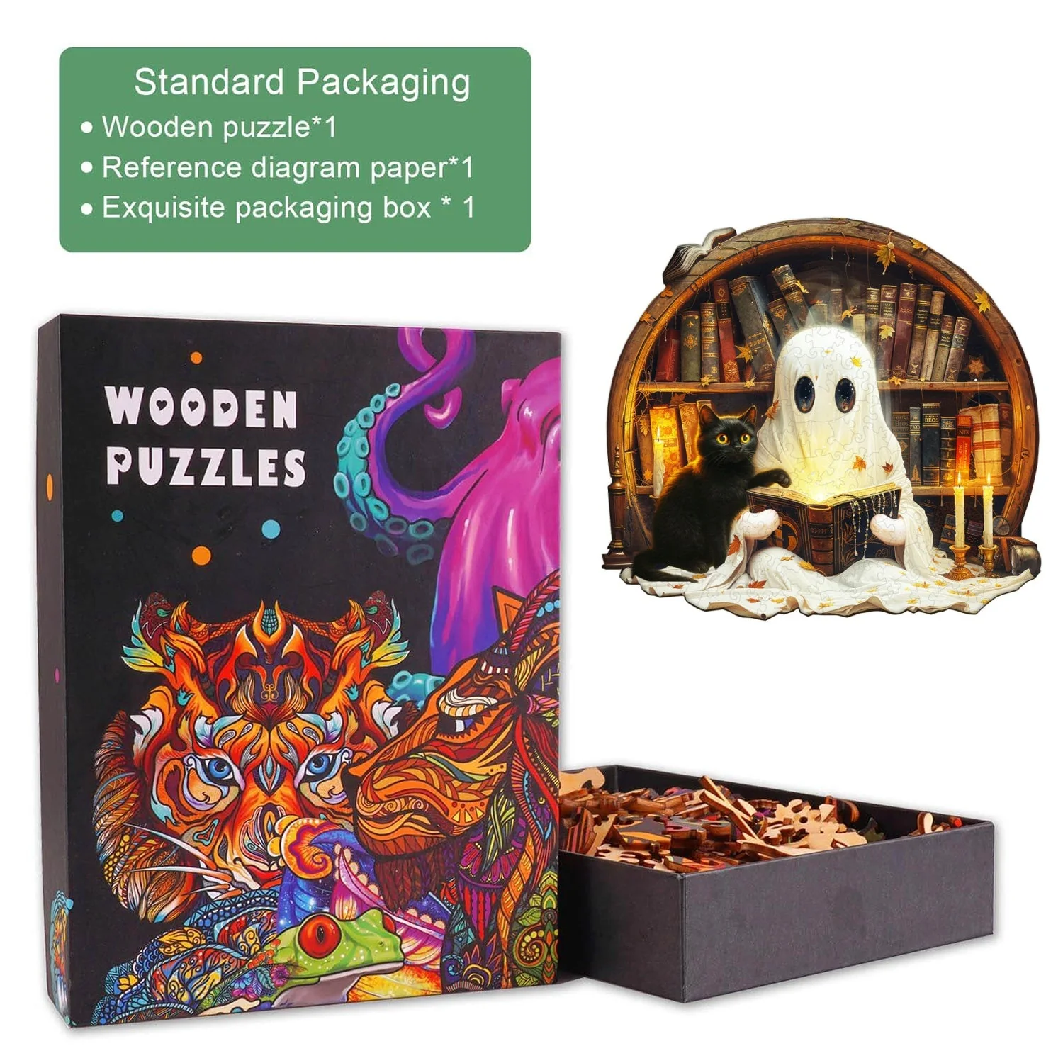 Black Cat Tales Wooden Jigsaw Puzzle - Image 3