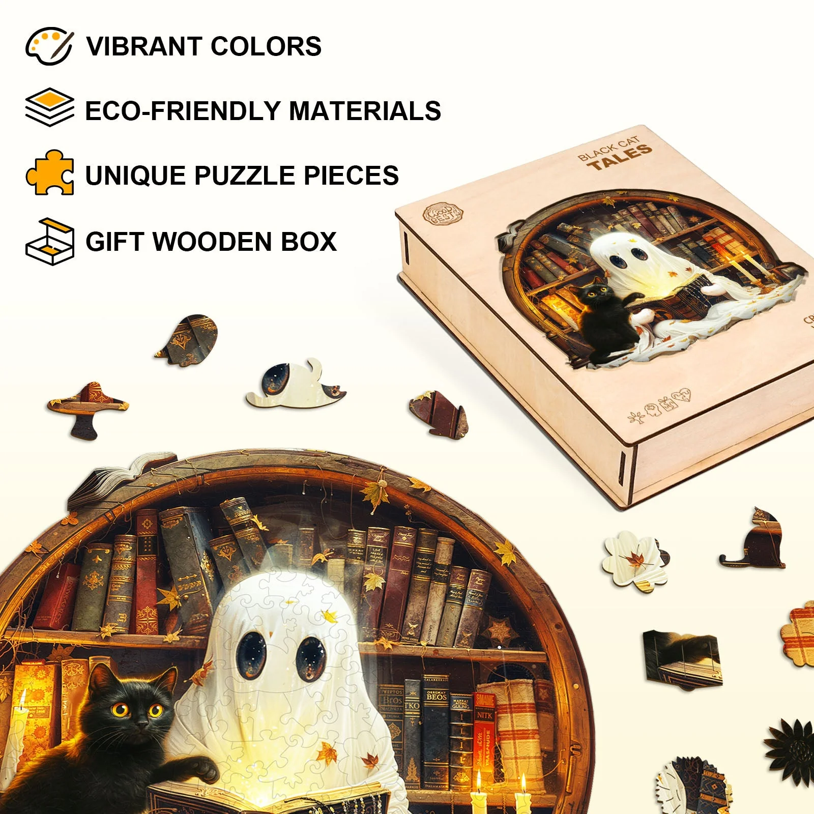 Black Cat Tales Wooden Jigsaw Puzzle - Image 5