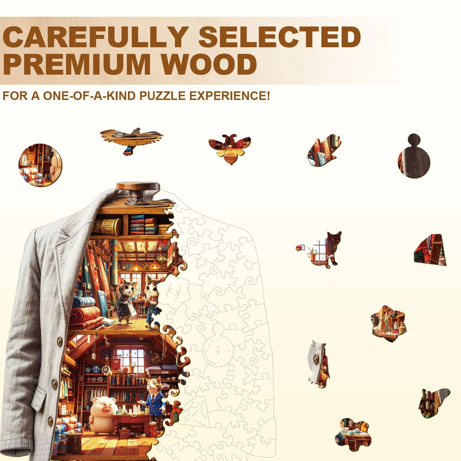 Blissful Wardrobe Wooden Jigsaw Puzzle - Image 3
