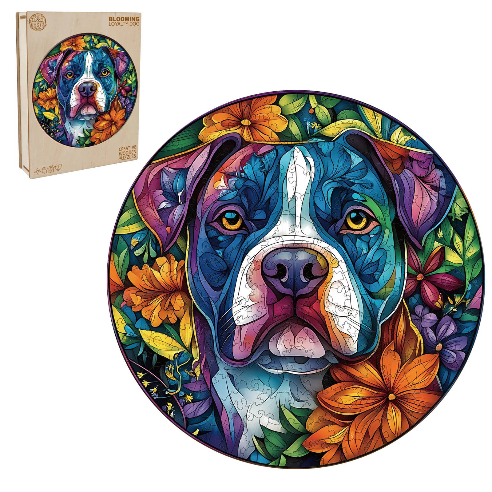 Blooming Loyalty dog Wooden Jigsaw Puzzle - Image 3