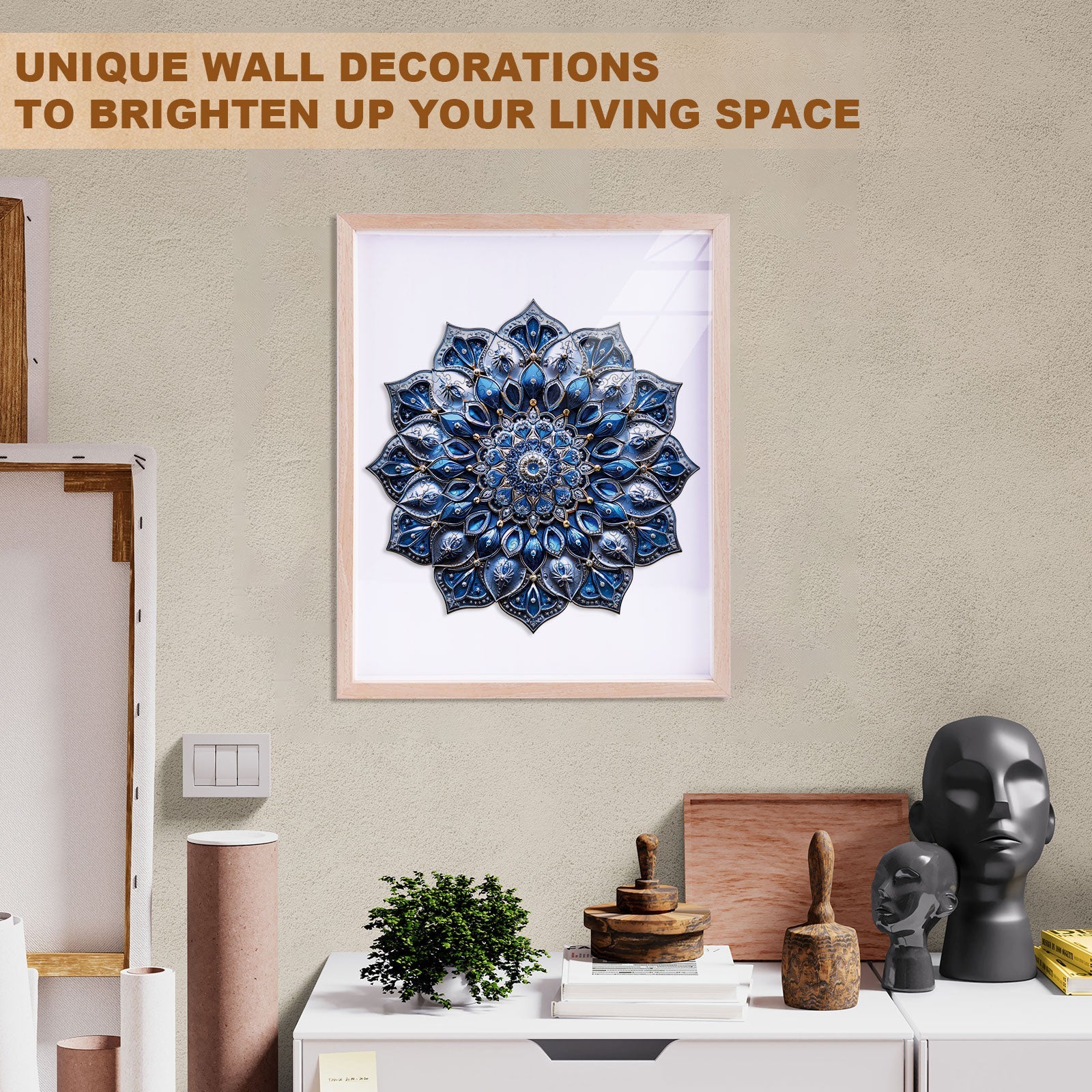 Blue Mandala Wooden Jigsaw Puzzle - Image 10