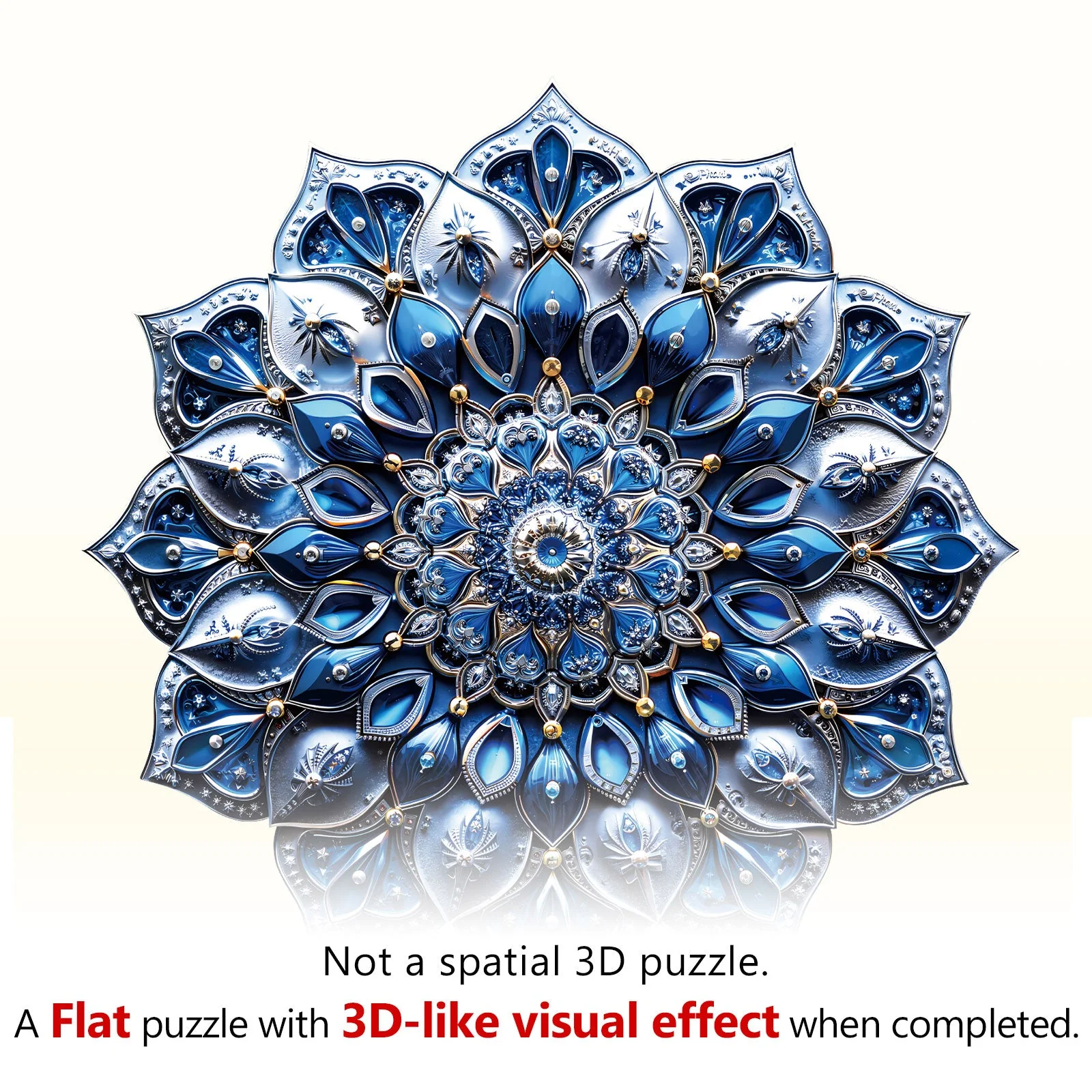 Blue Mandala Wooden Jigsaw Puzzle - Image 2