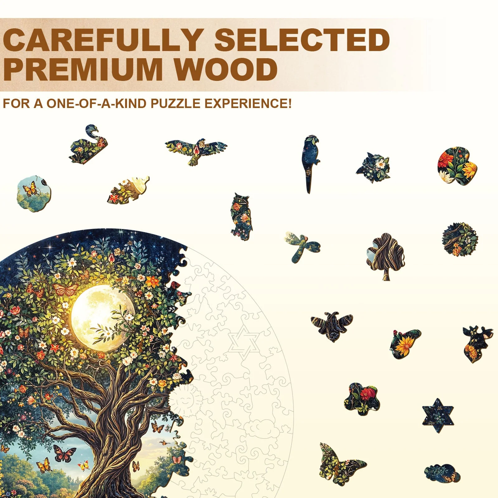 Bohemian Tree of Life Wooden Jigsaw Puzzle - Image 2
