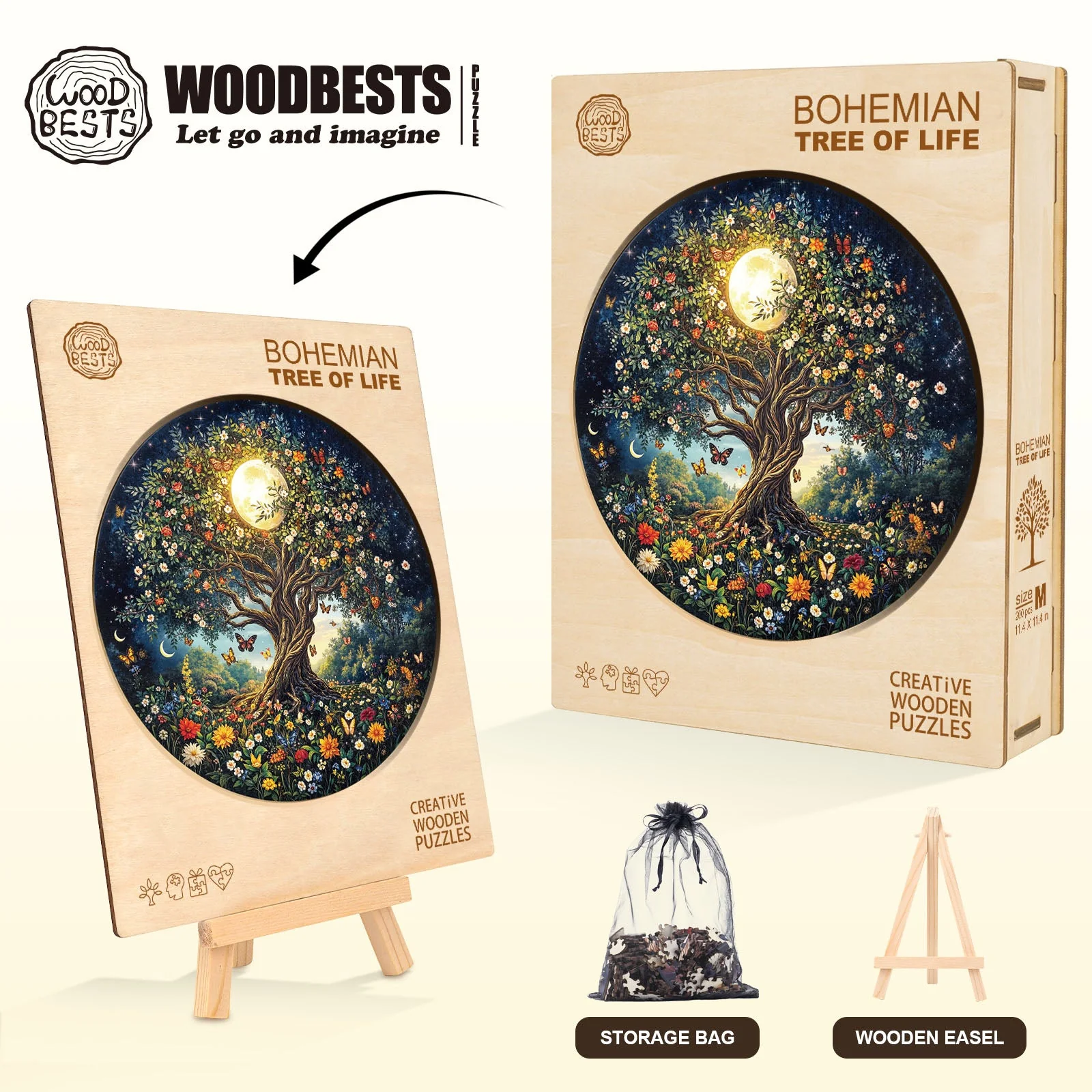 Bohemian Tree of Life Wooden Jigsaw Puzzle - Image 6