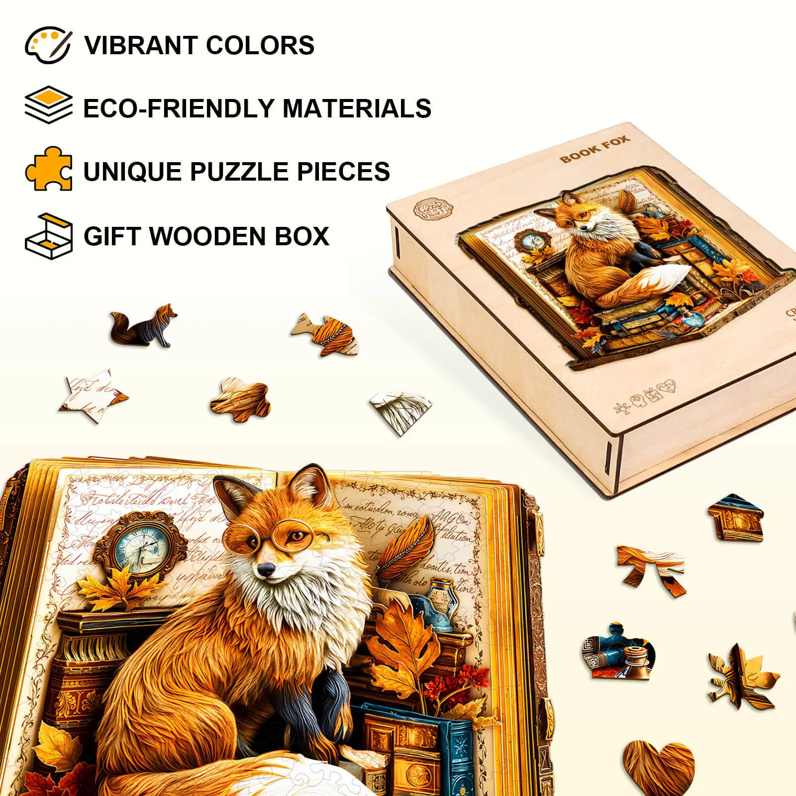 Book Fox Wooden Jigsaw Puzzle - Image 7