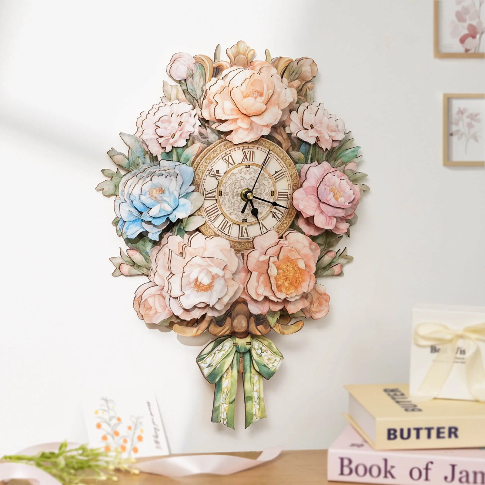 Bouquet– DIY Wooden Clock, 3D Puzzle Craft Kit