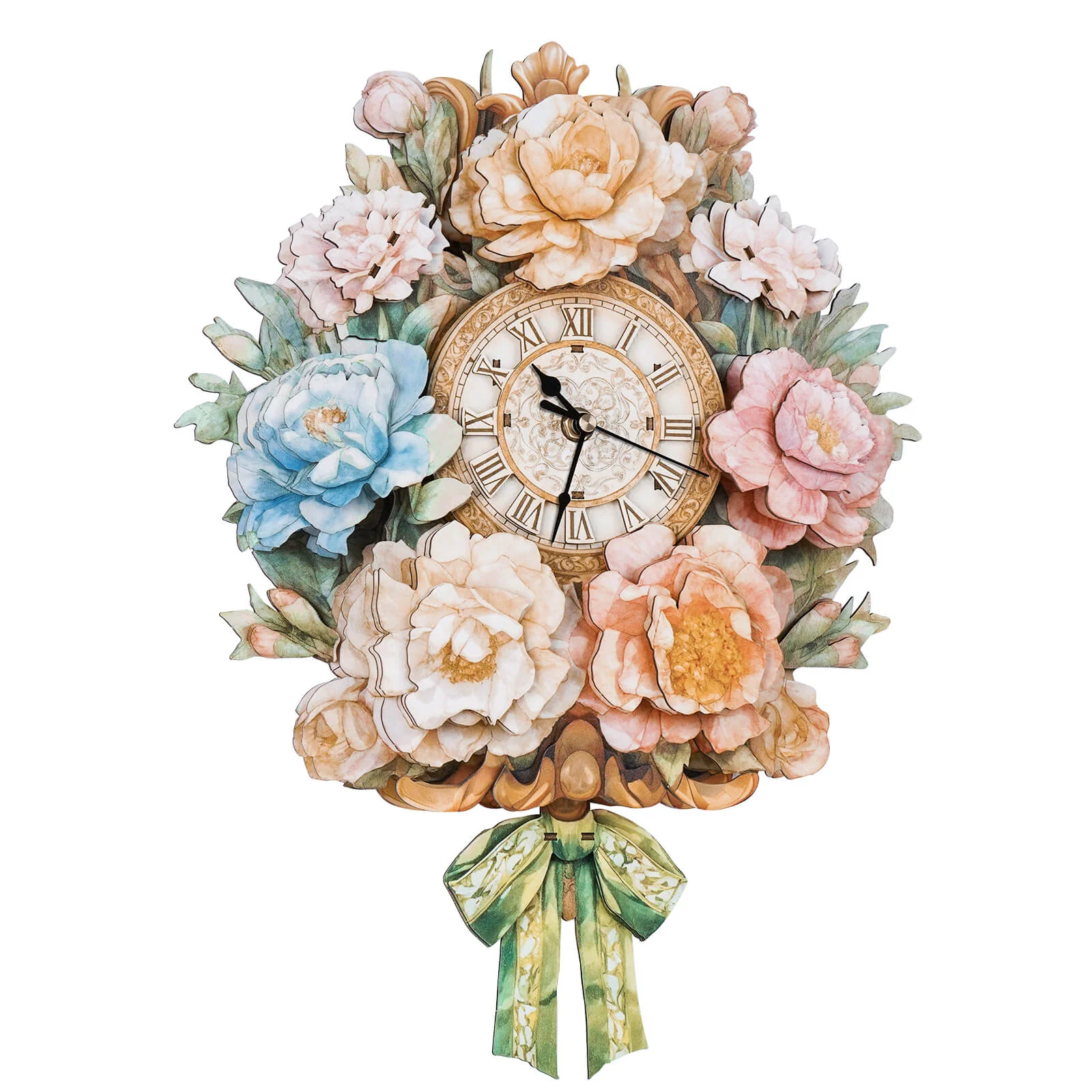 Bouquet– DIY Wooden Clock, 3D Puzzle Craft Kit - Image 2