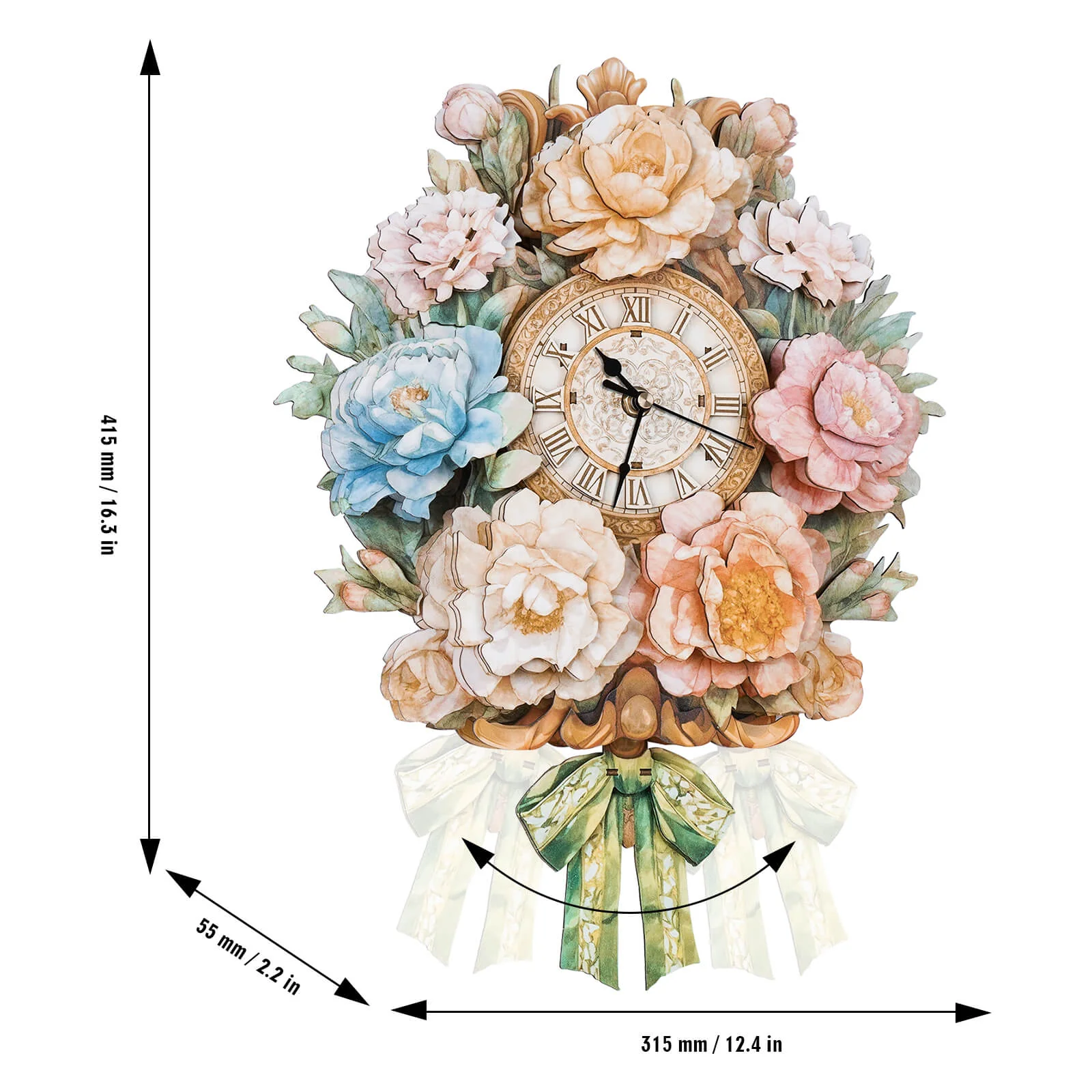 Bouquet– DIY Wooden Clock, 3D Puzzle Craft Kit - Image 4