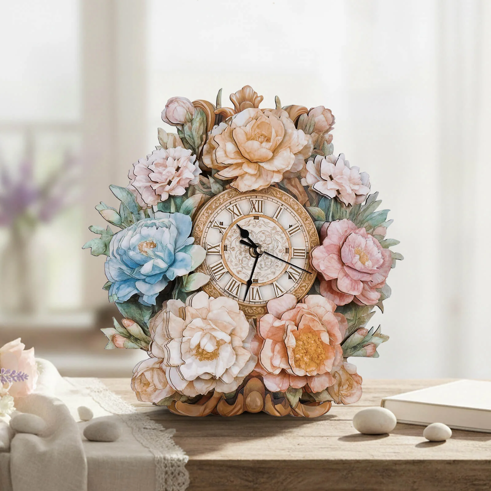 Bouquet– DIY Wooden Clock, 3D Puzzle Craft Kit - Image 5
