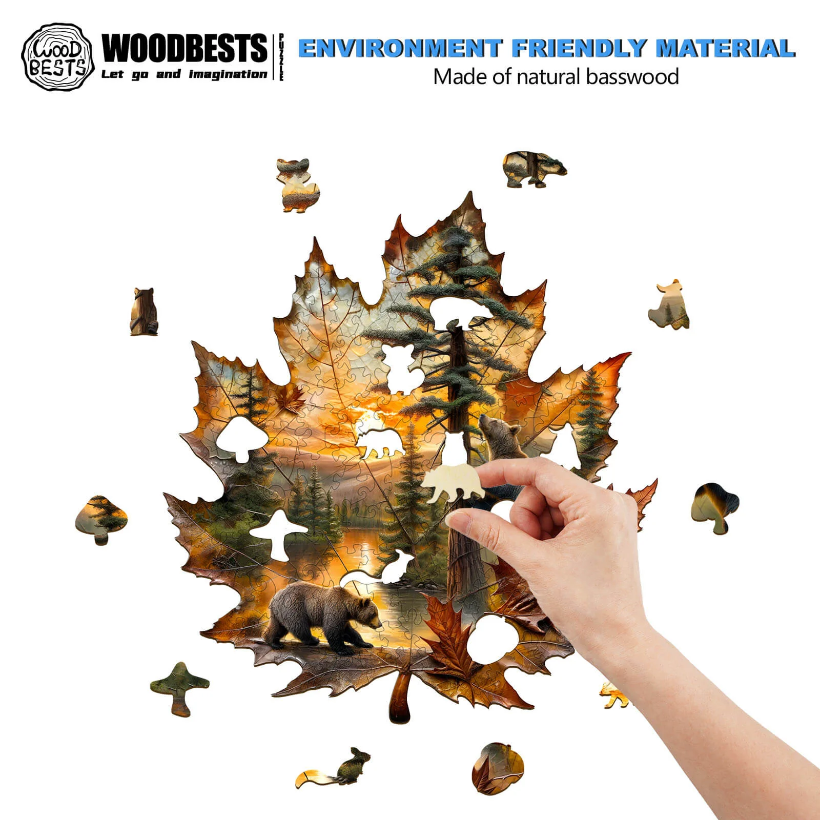 Brown bear autumn Wooden Jigsaw Puzzle - Image 4