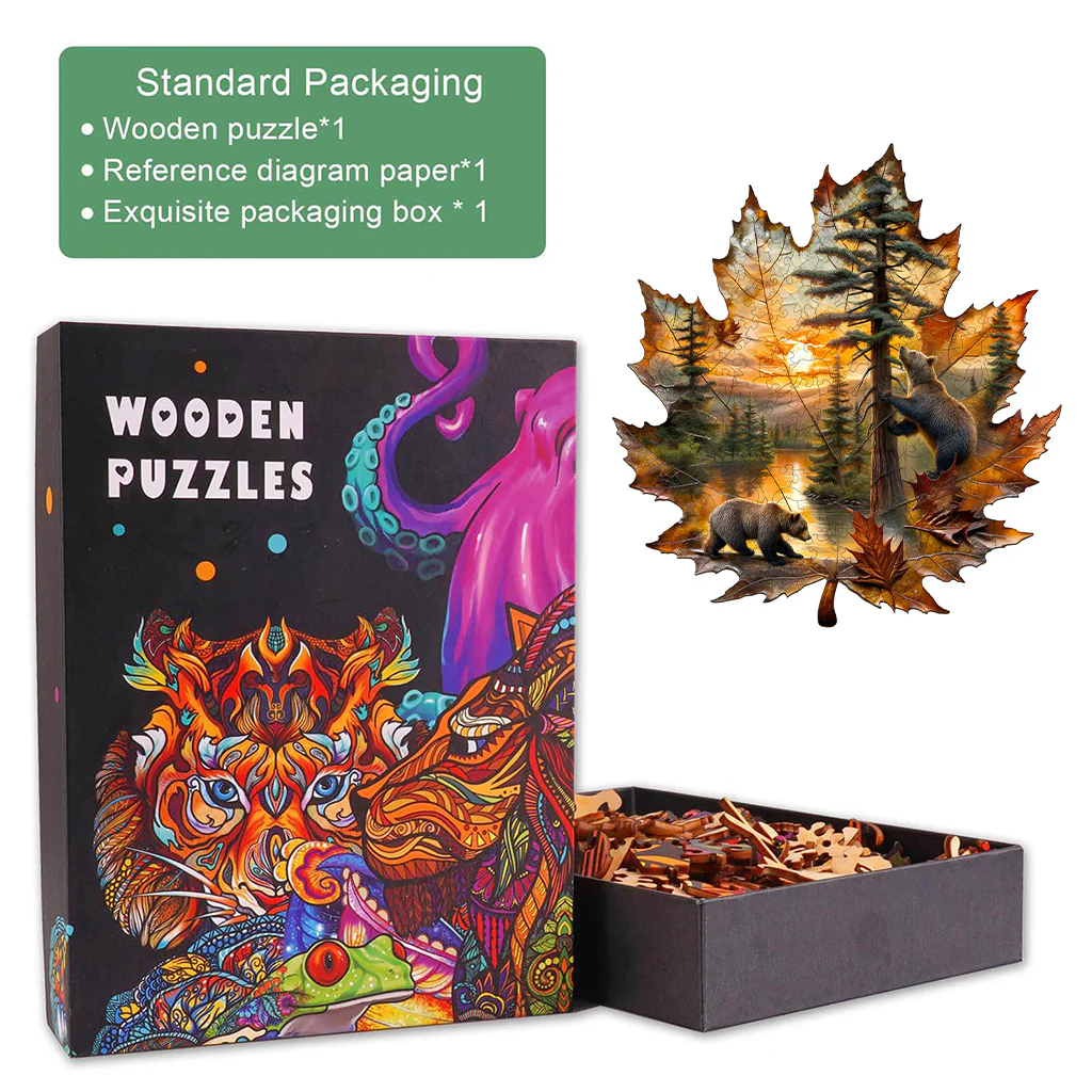 Brown bear autumn Wooden Jigsaw Puzzle - Image 5