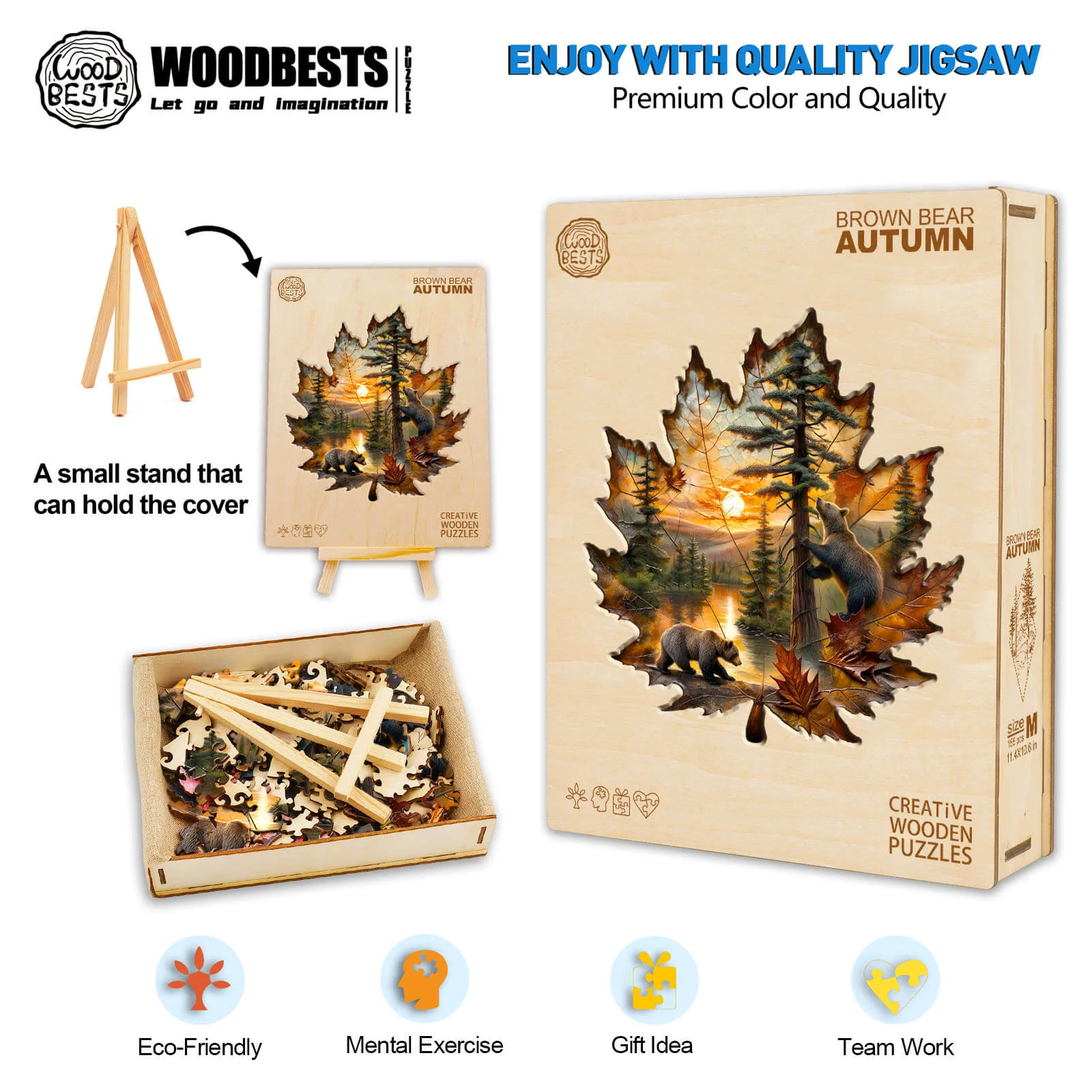 Brown bear autumn Wooden Jigsaw Puzzle - Image 6