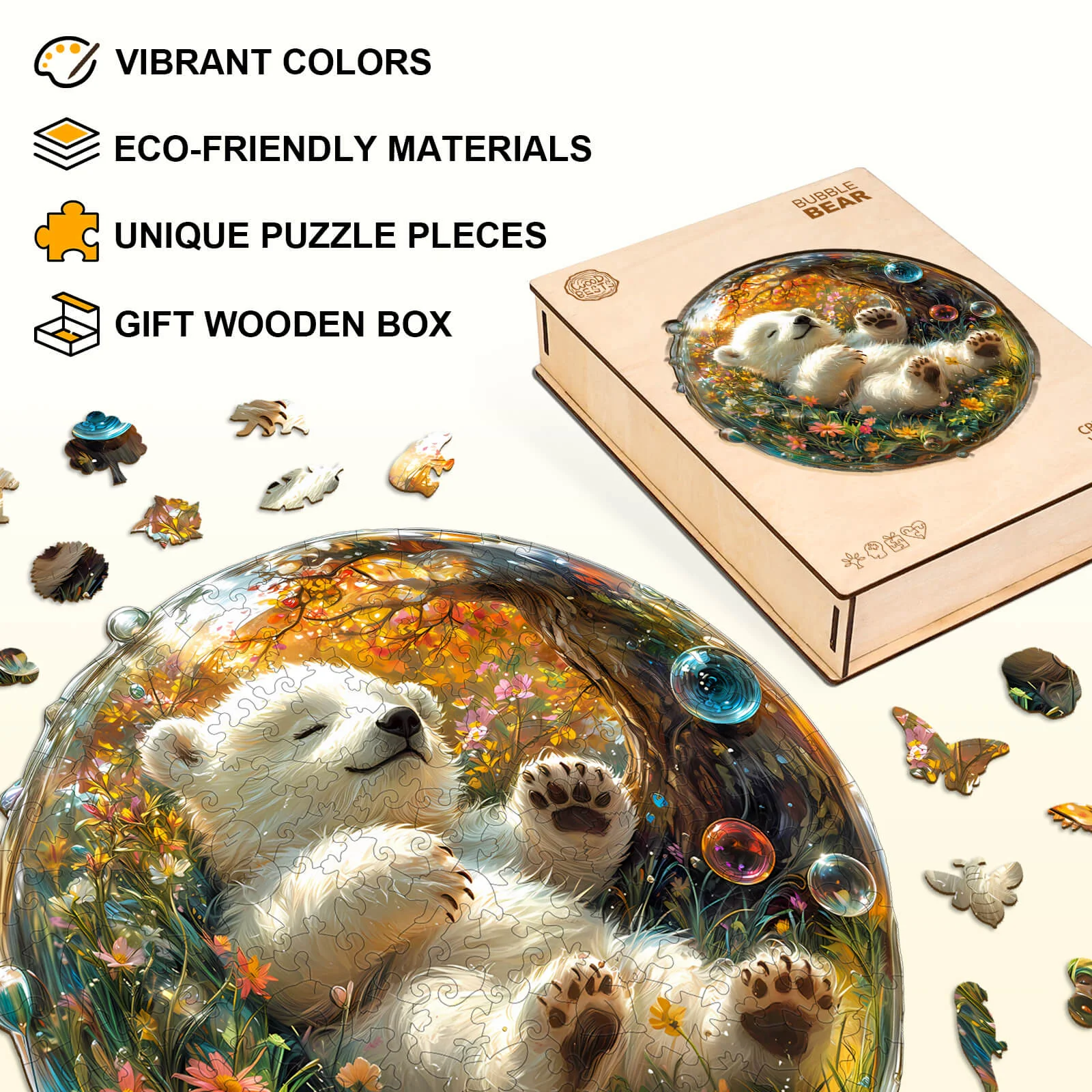 Bubble bear Wooden Jigsaw Puzzle - Image 4