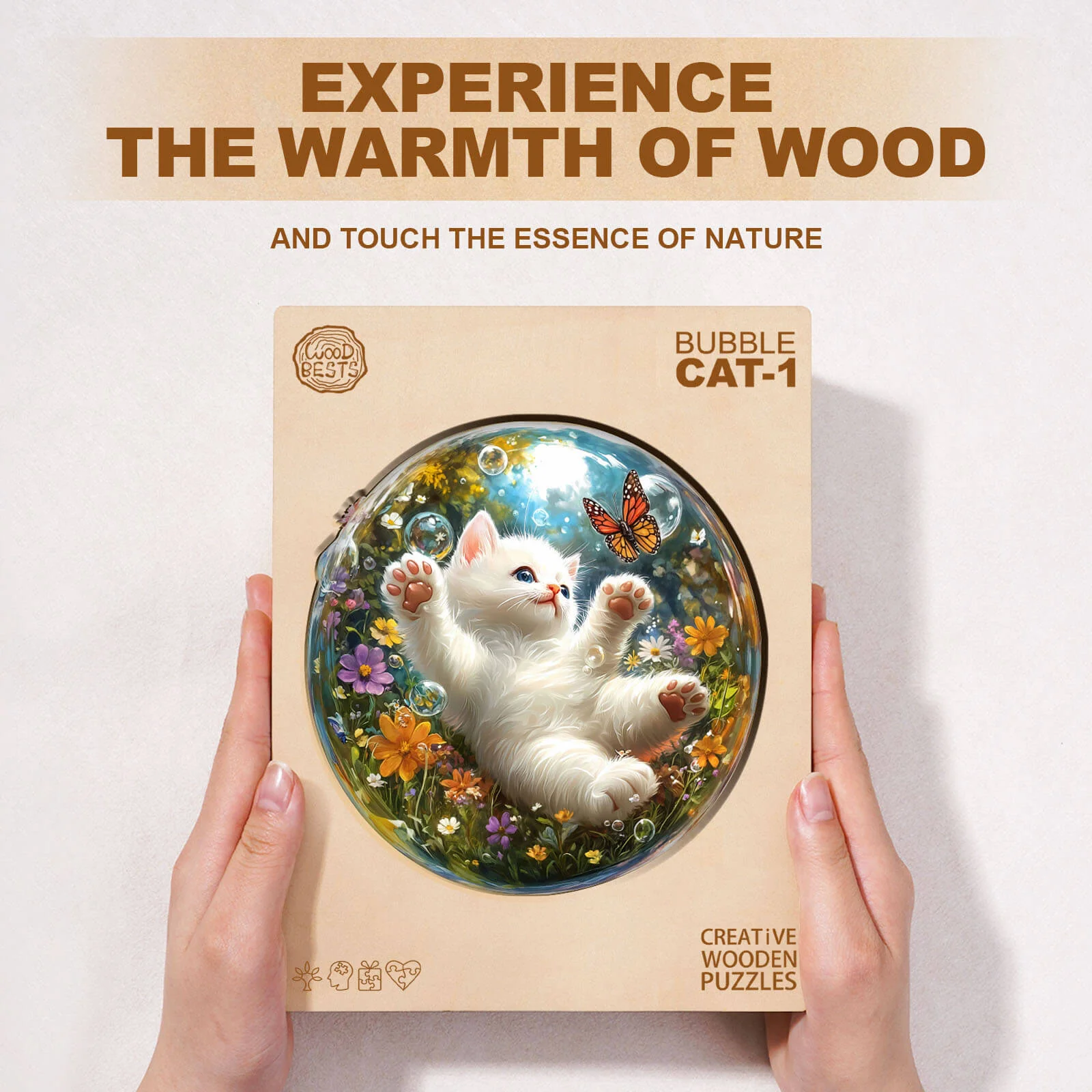 Bubble Cat-1 Wooden Jigsaw Puzzle - Image 7