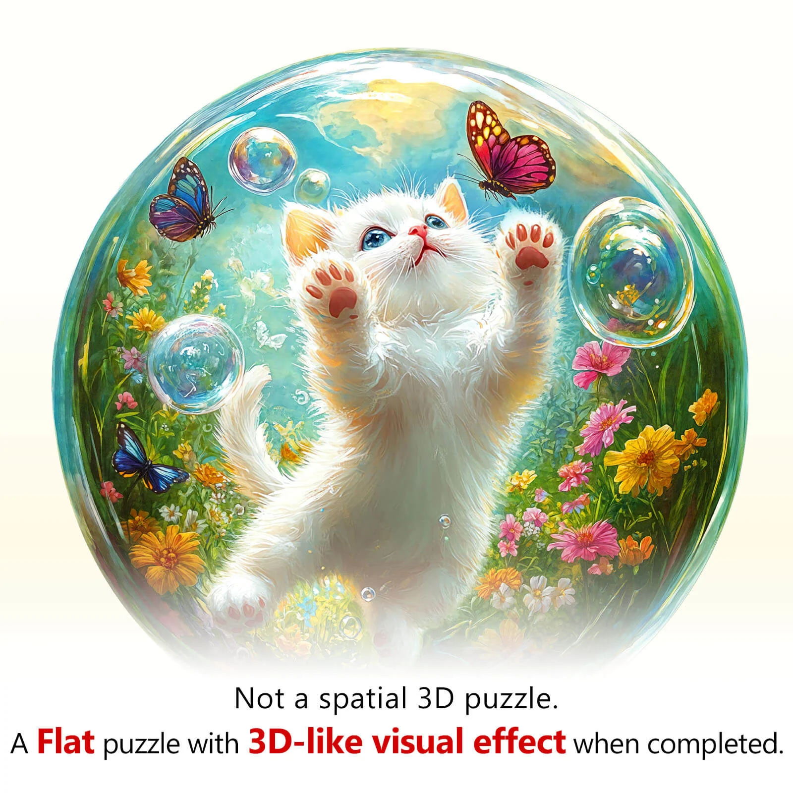 Bubble Cat-2 Wooden Jigsaw Puzzle - Image 8