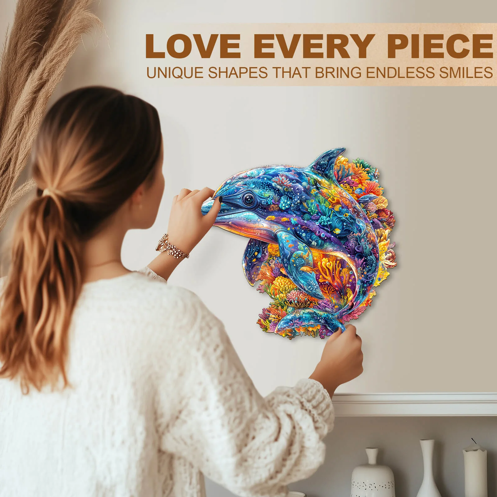 Bubble dolphin Wooden Jigsaw Puzzle - Image 9