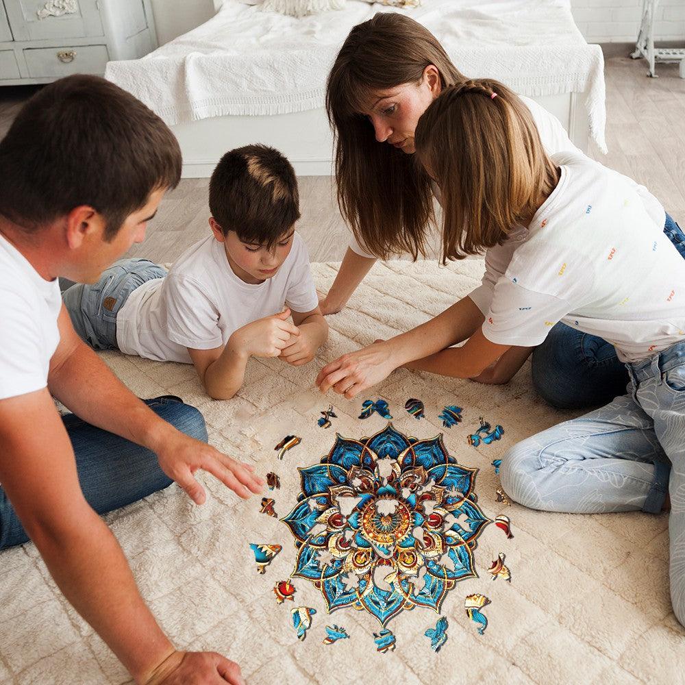 Mandala Blue Wooden Jigsaw Puzzle - Image 11