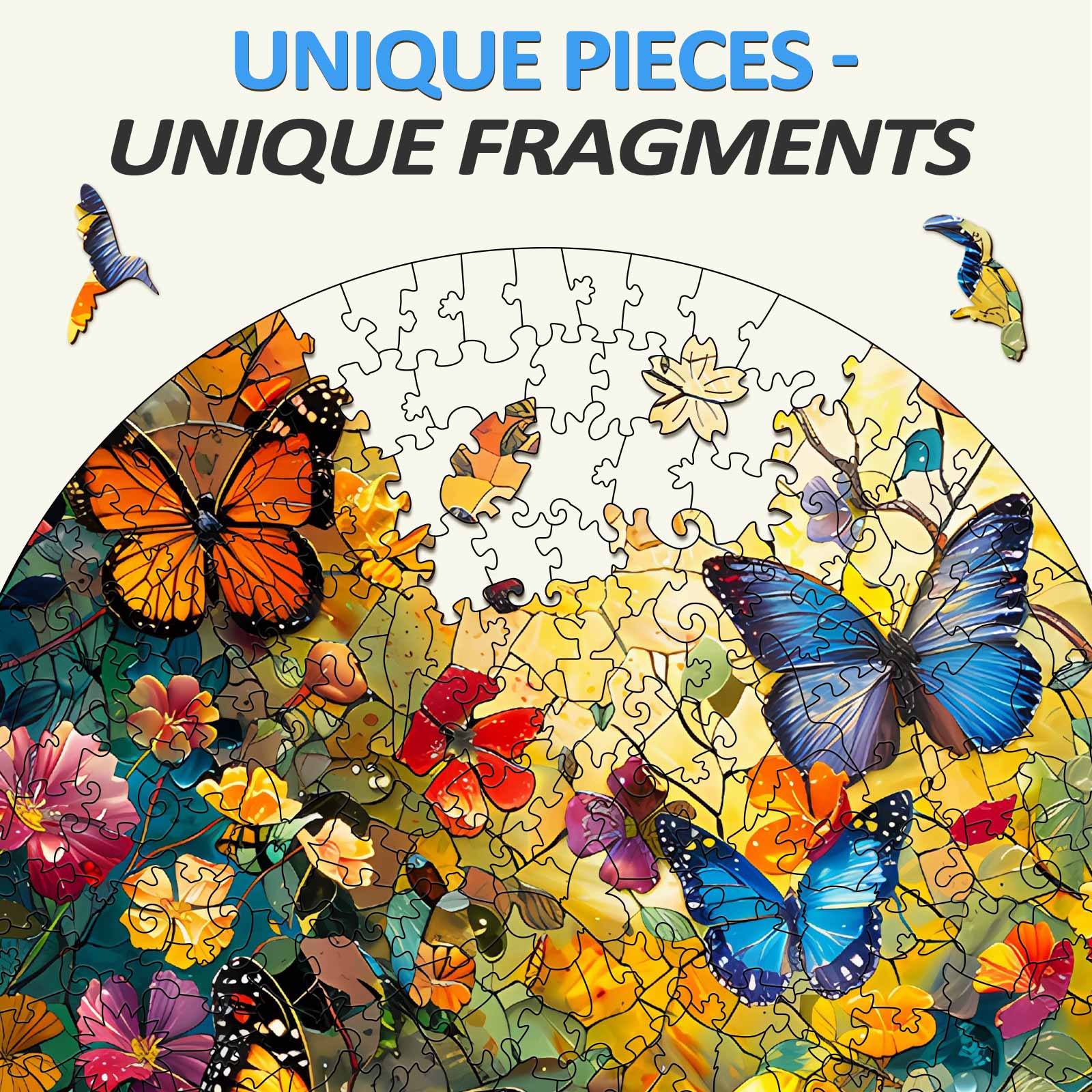 Butterflies and Flowers Wooden Jigsaw Puzzle - Image 3