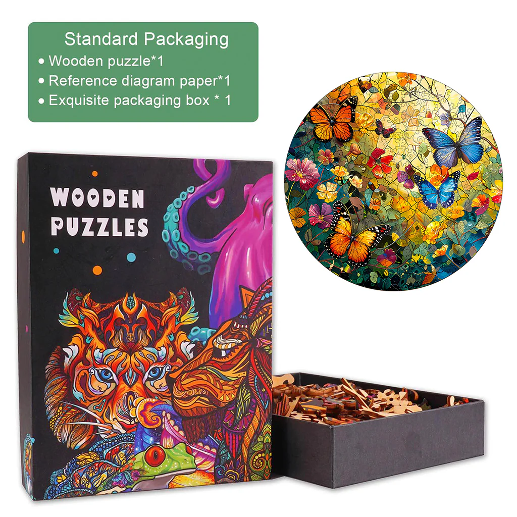 Butterflies and Flowers Wooden Jigsaw Puzzle - Image 6