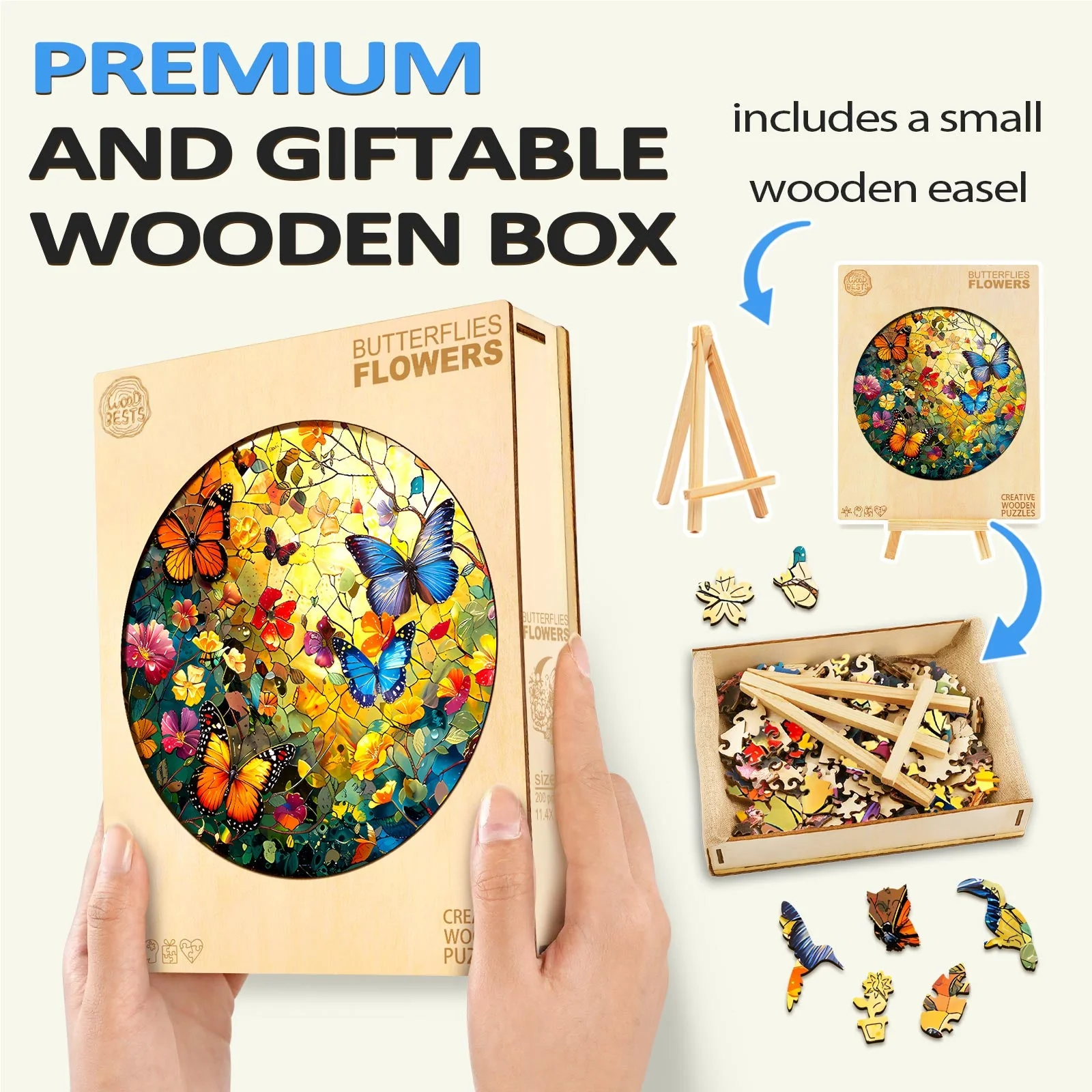 Butterflies and Flowers Wooden Jigsaw Puzzle - Image 7