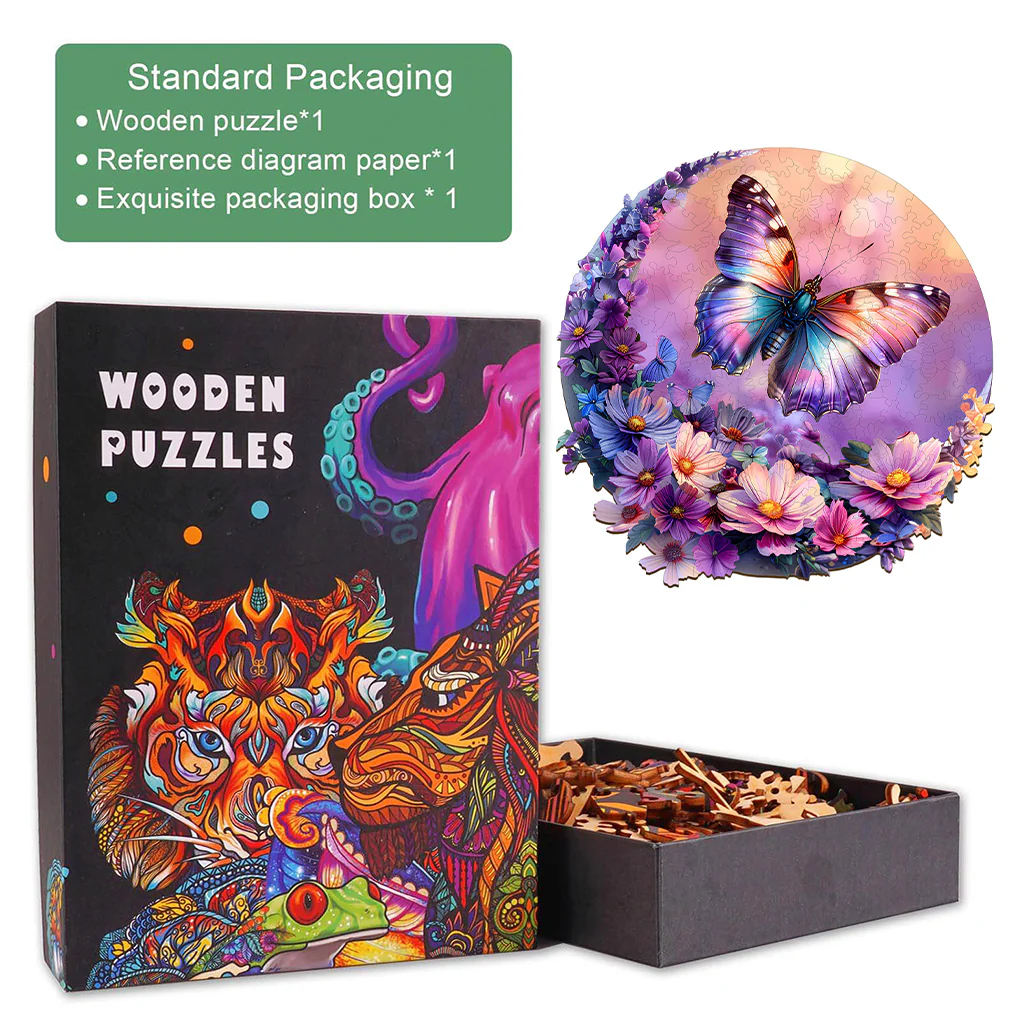Butterfly and Moon-2 Wooden Jigsaw Puzzle - Image 5