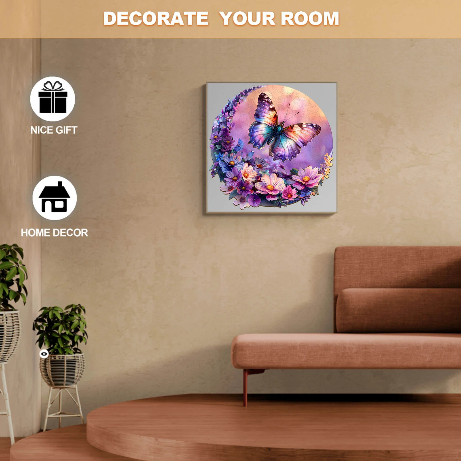 Butterfly and Moon-2 Wooden Jigsaw Puzzle - Image 7